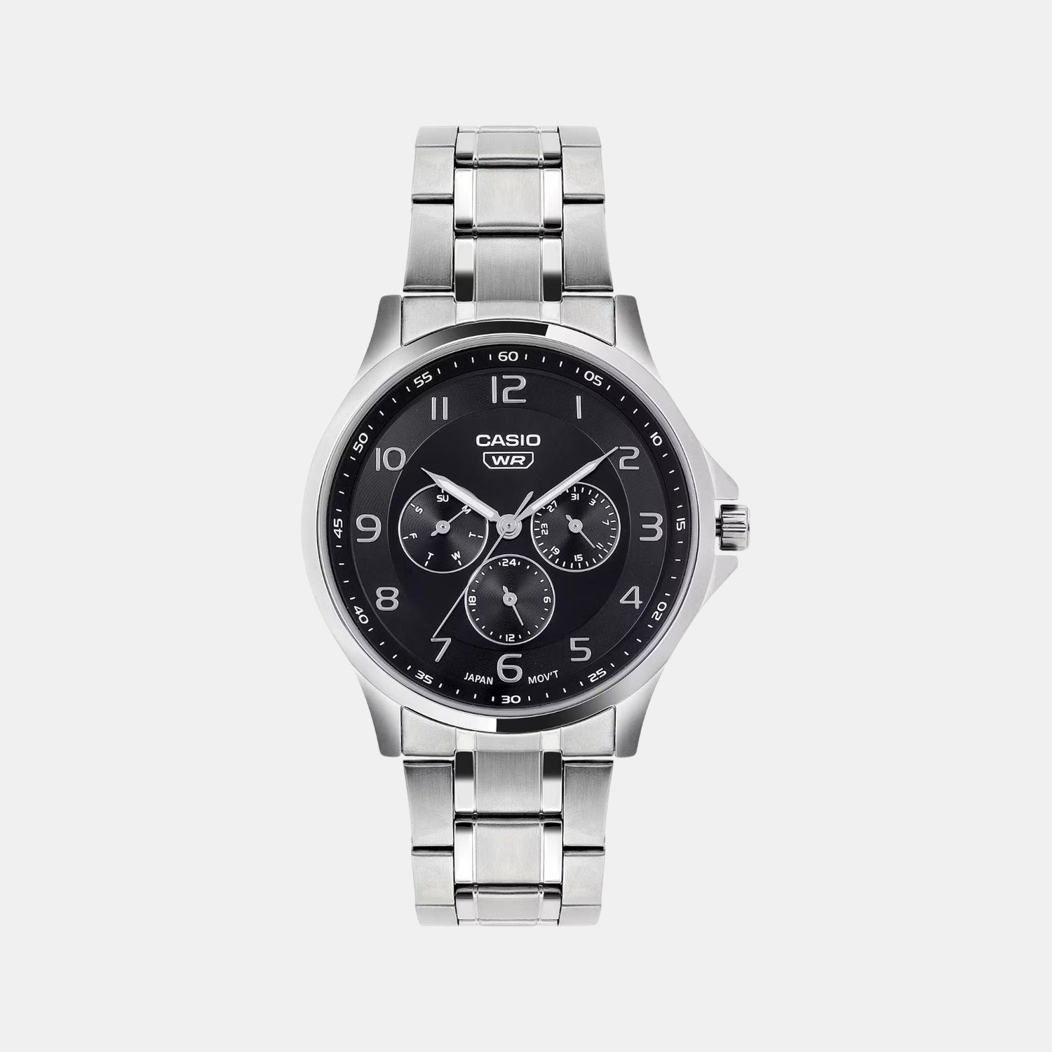 Casio Enticer Men Quartz Black Dial Analog Stainless Steel Watch A2450