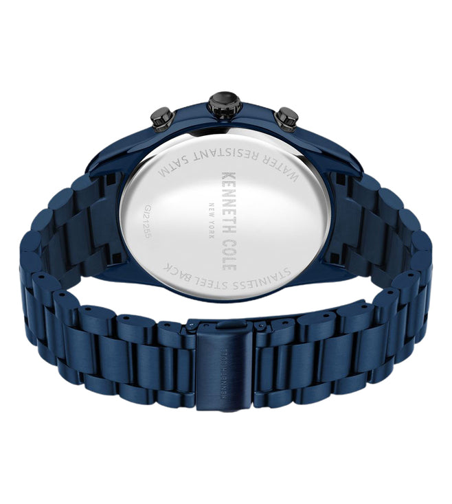 Kenneth Cole Men's Analog Blue Dial & Leather Strap Watch