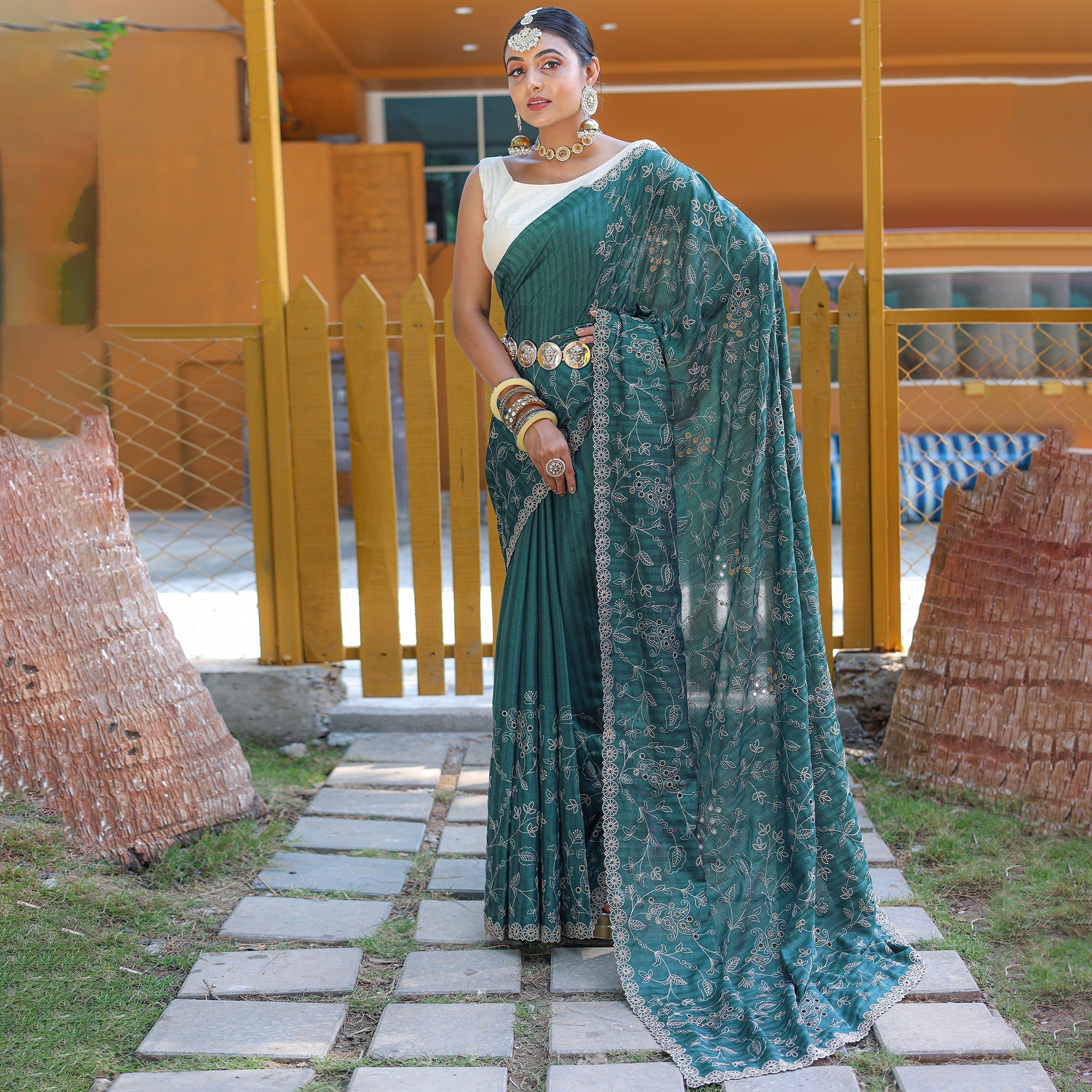 TASARIKA COUTURE Aaisha Green Soft Silk Handwork Saree