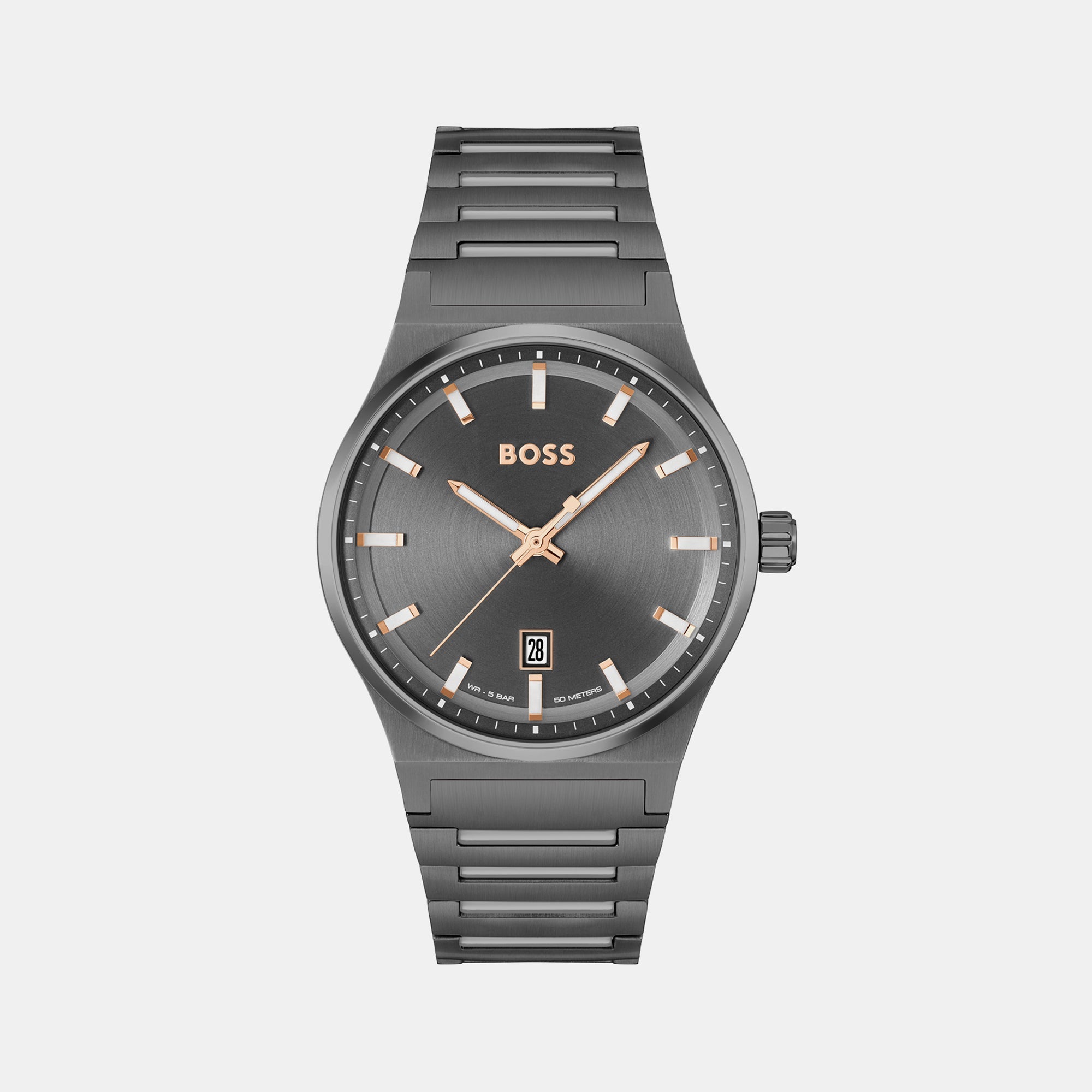 Boss Candor Men Quartz Grey Dial Analog Stainless Steel Watch 1514078