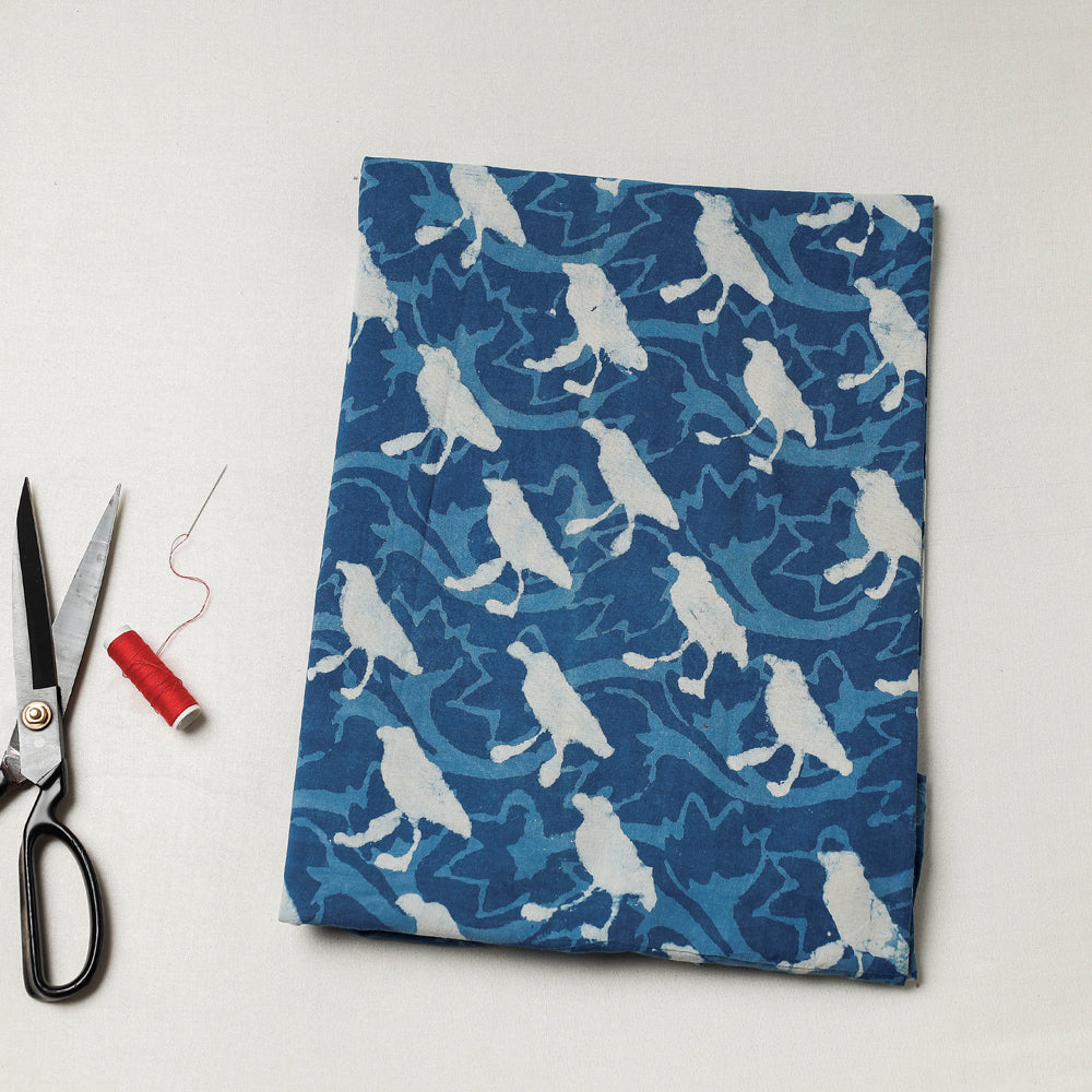 BINDAAS UNLIMITED Blue - Bindaas Block Art Printed Cotton Natural Dyed Precut Fabric (1.9 meter)