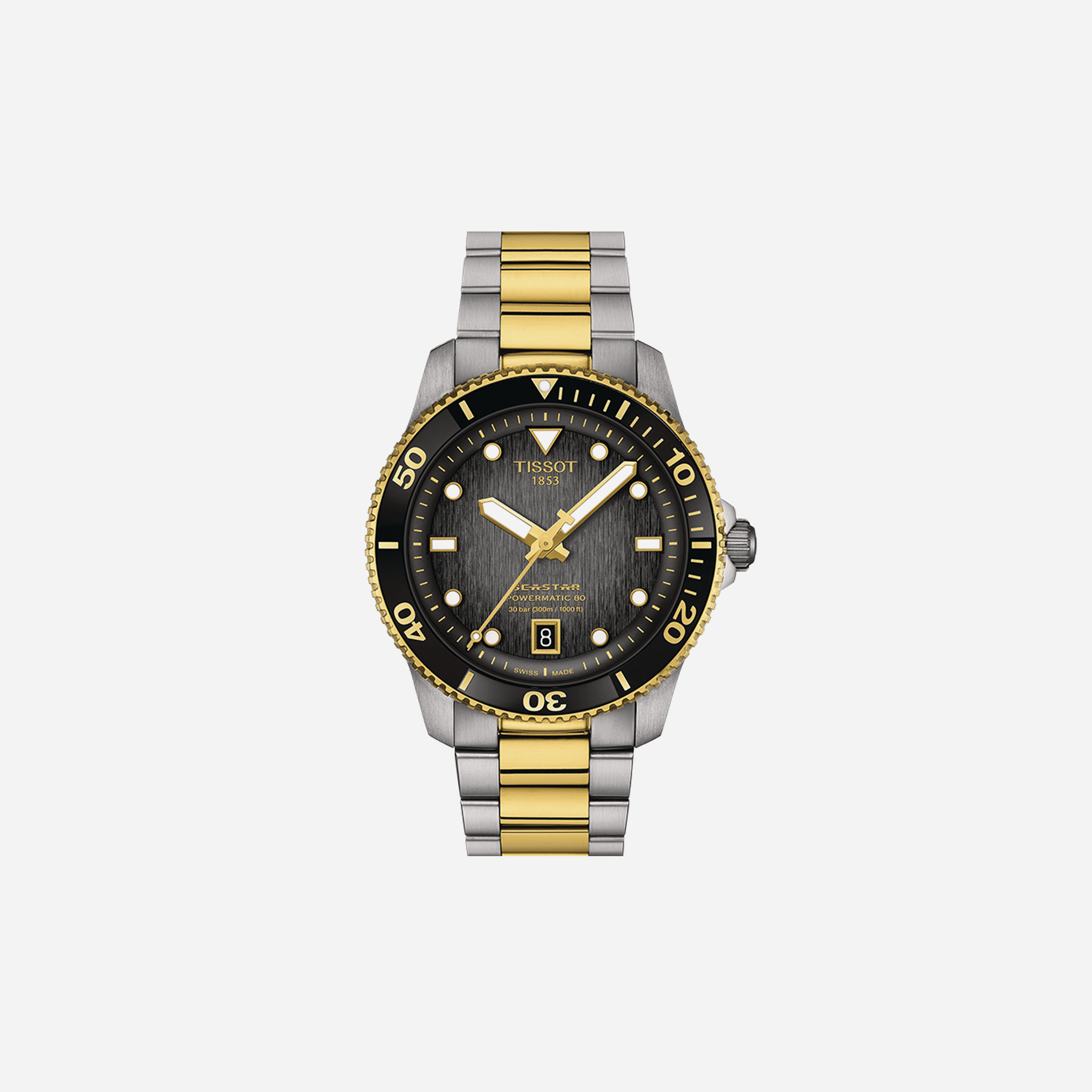 Tissot Seastar 1000 Powermatic 80 Black Dial Two-Tone Yellow Gold 40mm