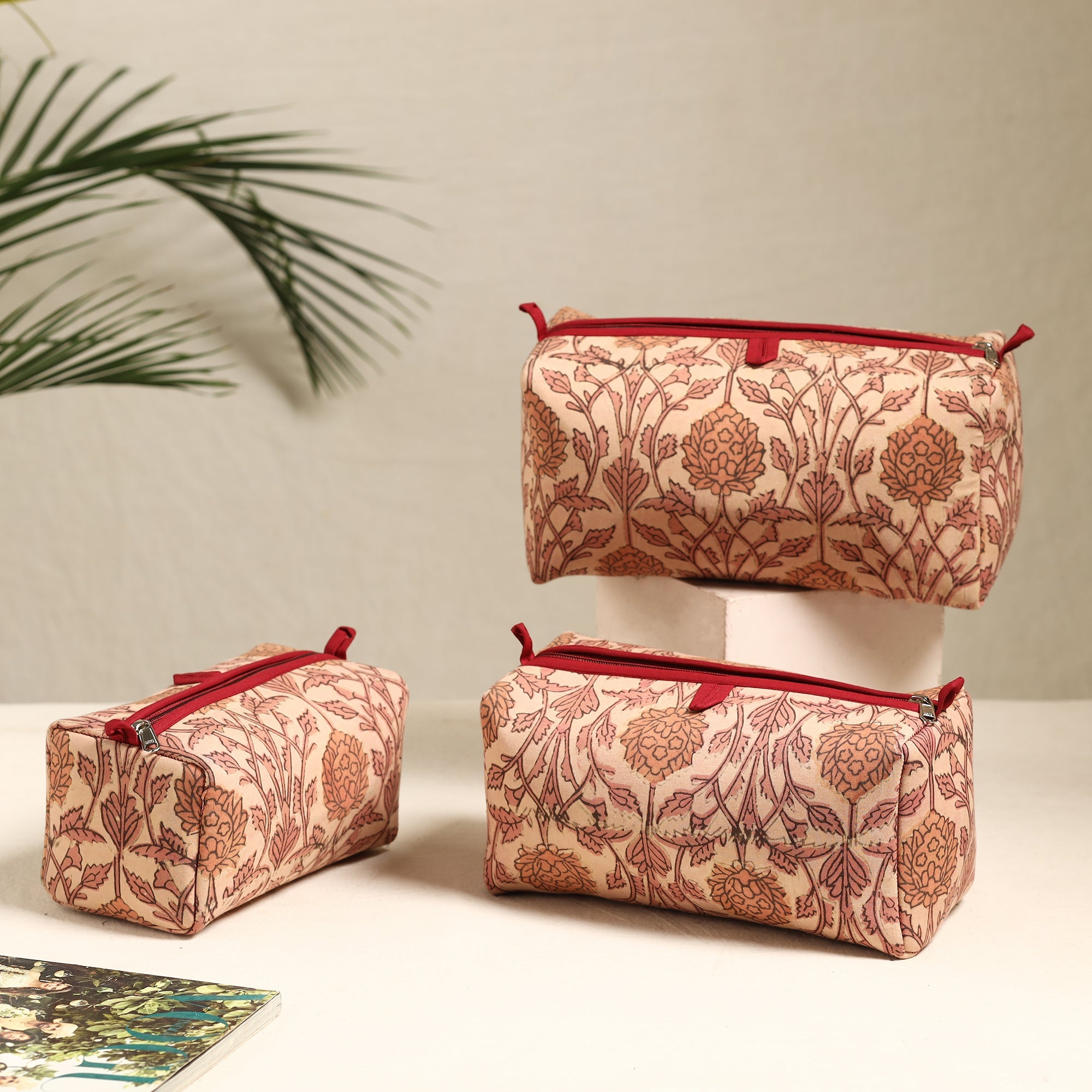 ITOKRI CRAFTS INITIATIVE Brown - Handmade Cotton Toiletry Bags (Set of 3) 106