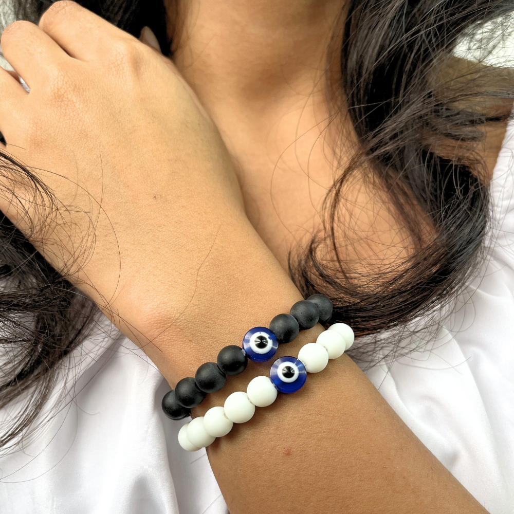 brantashop Black & White Evil Eye Protective Stone Bracelets For Women