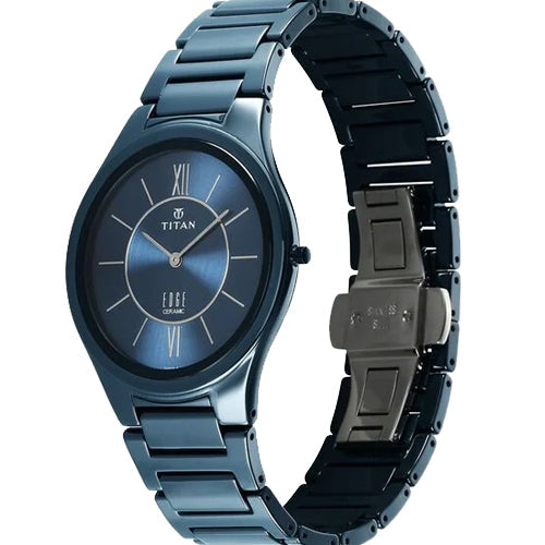 Titan Edge Ceramic Quartz in Glossy Electric Blue Dial Watch for Men 40.5mm NR1696QC03 - view 2