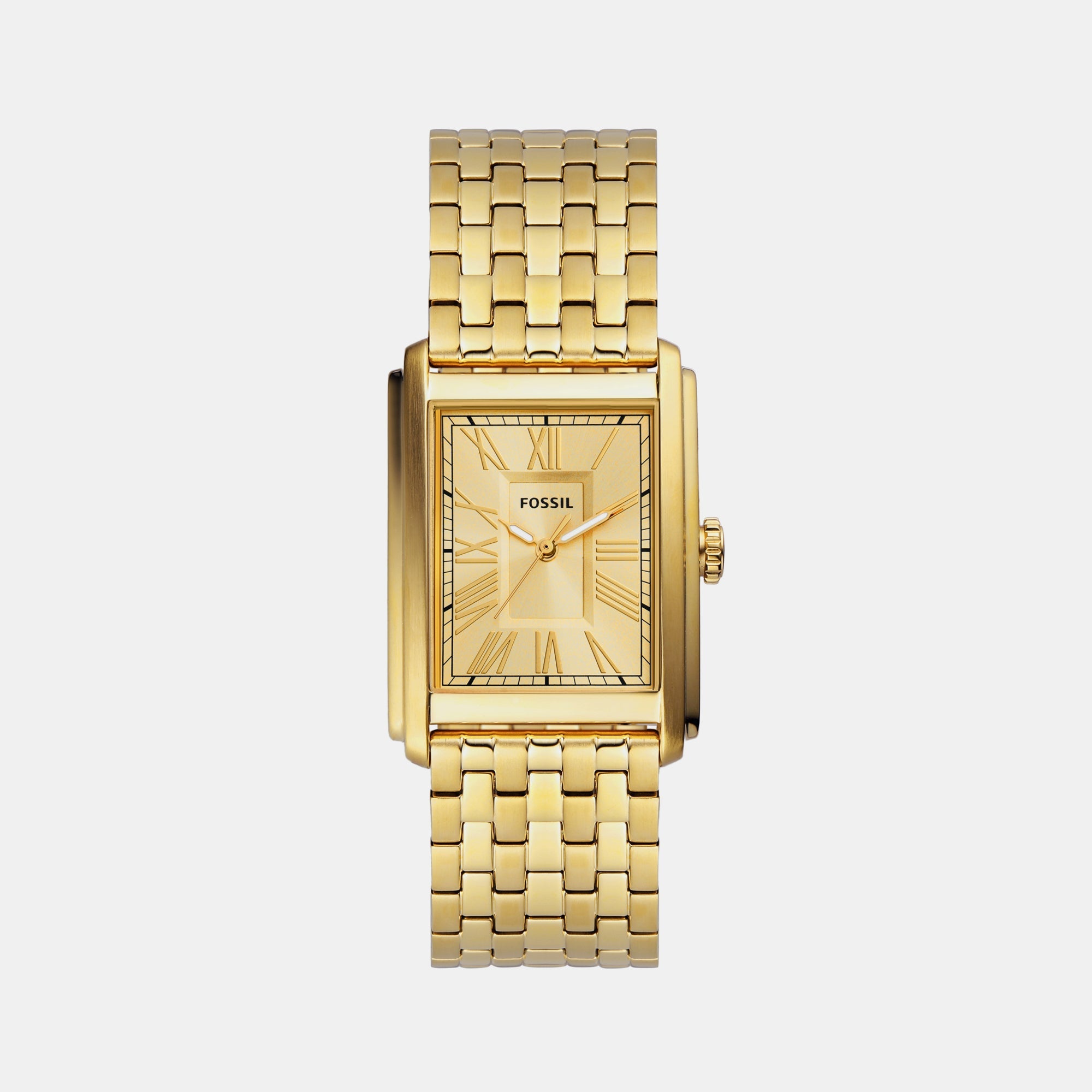 Fossil Carraway Men Quartz Gold Dial Analog Stainless Steel Watch FS6009