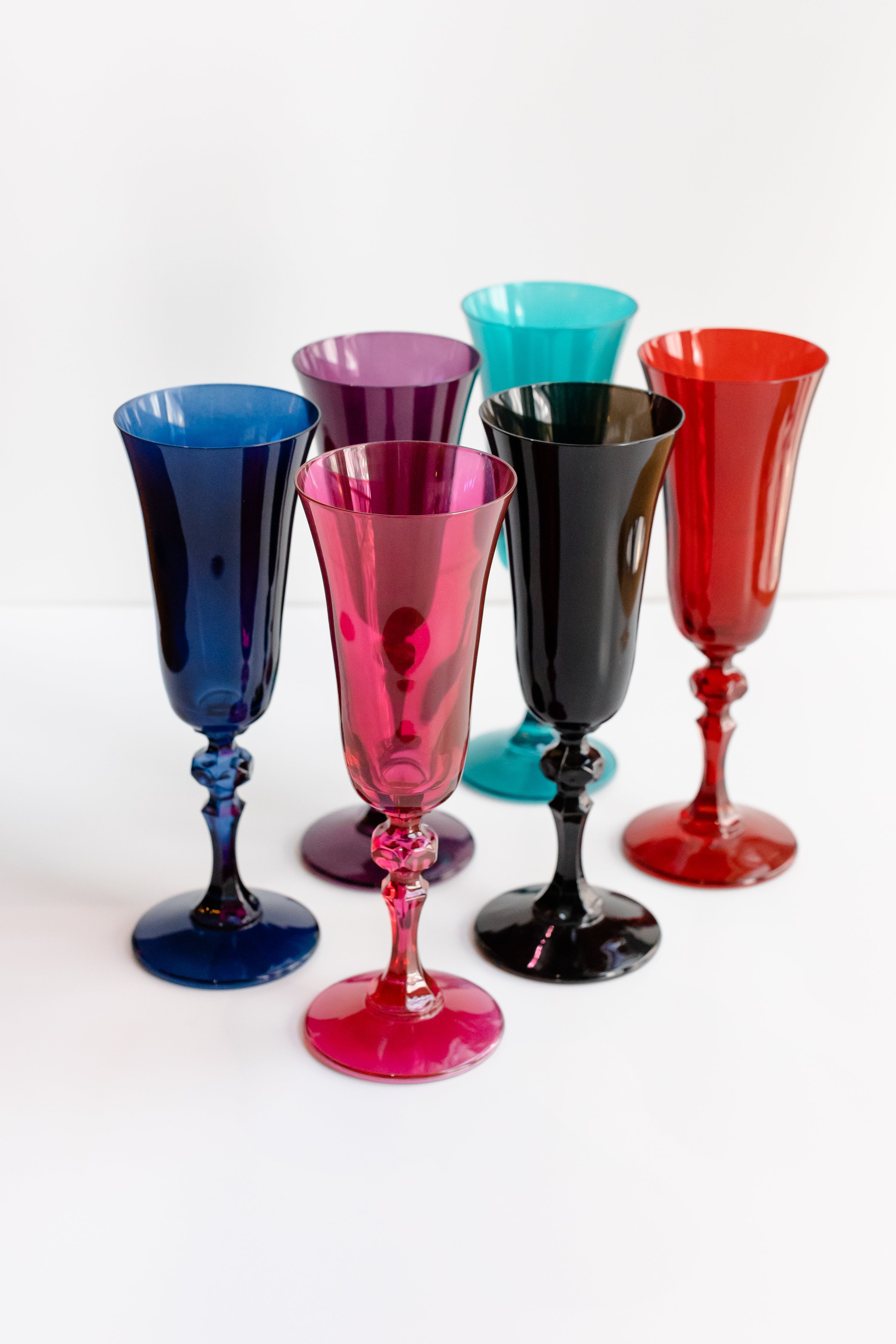 Estelle Colored Glass Estelle Colored Regal Flute - Set of 6 {Jewel Toned Mixed Set}