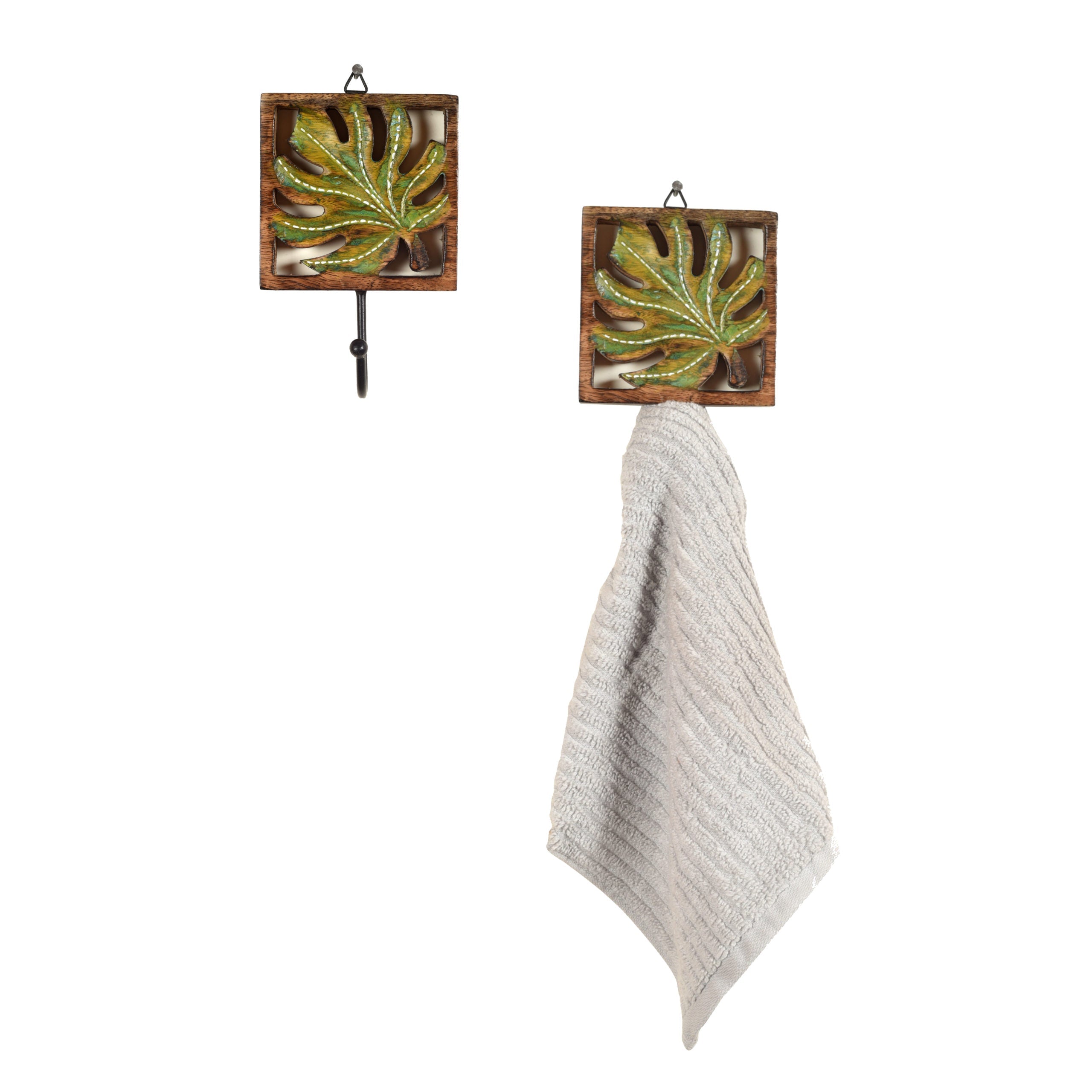 ART CREATIONS BY SUMAN SONTHALIA Autumn Leaf Towel Hanger with Single Hook-SO2 (4x2x6) - view 2