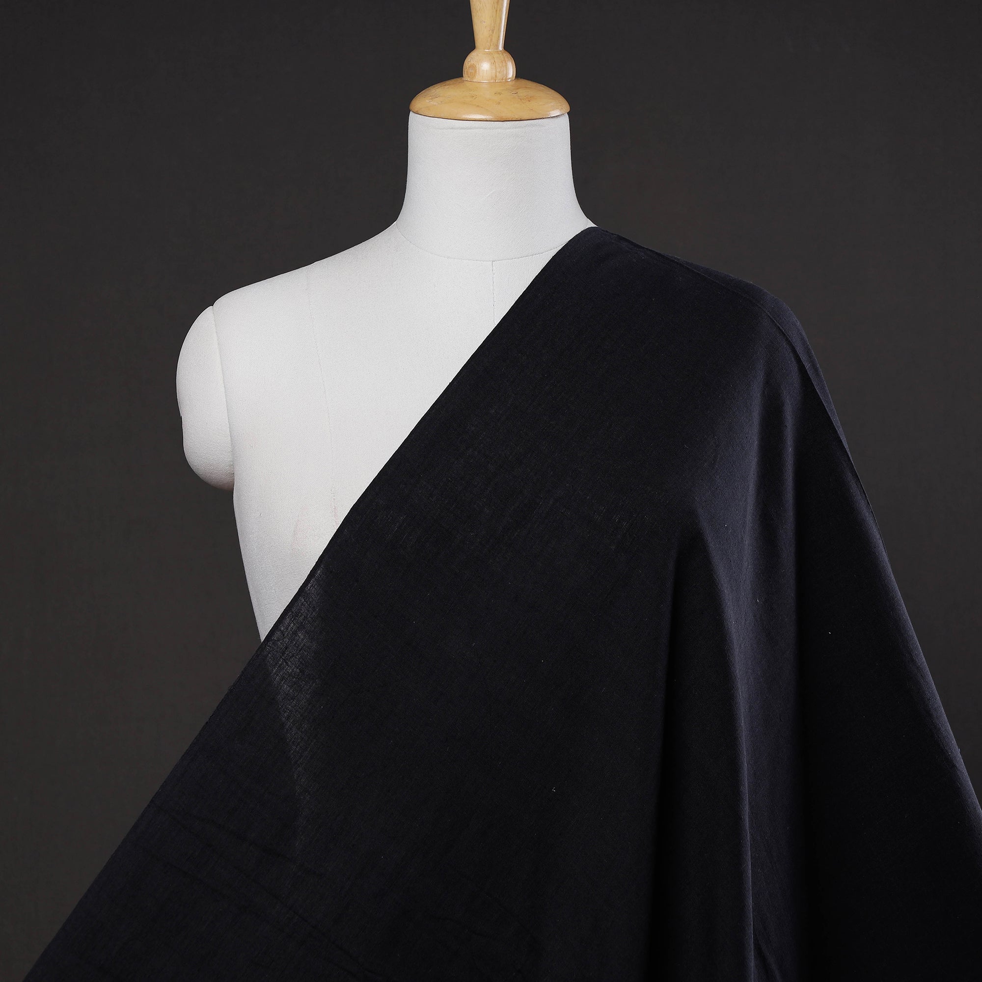 AMAN TRUST - BARAGAON WEAVES Black - Baragaon Pre Washed Handloom Plain Cotton Fabric