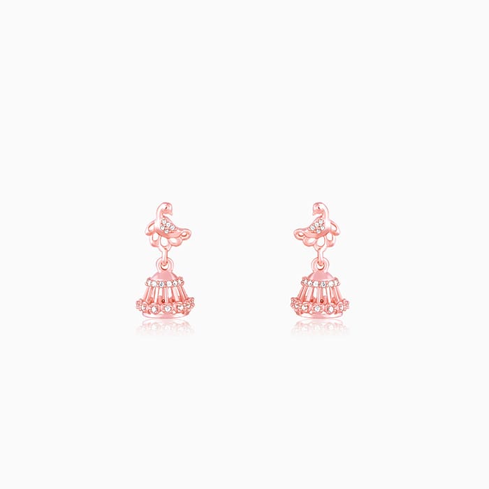 GIVA Jewellery Rose Gold Peacock Jhumki Earrings