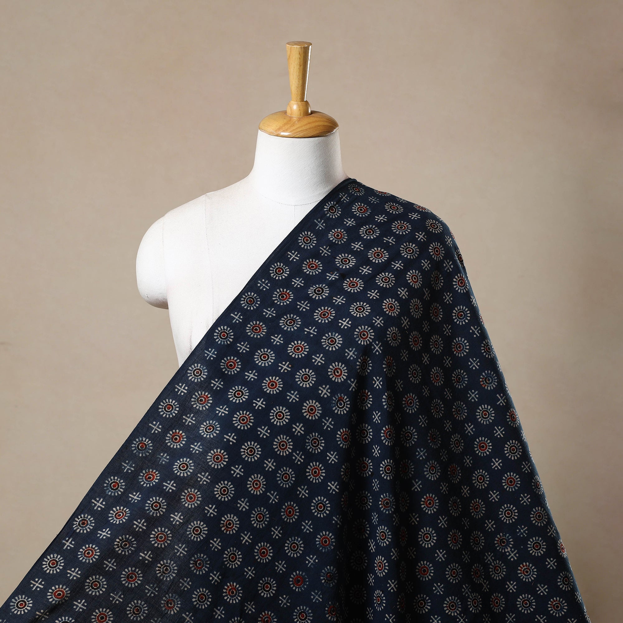 KACHCHH JI CHHAAP Blue - Block Print Cotton Natural Dyed Ajrakh Fabric 32