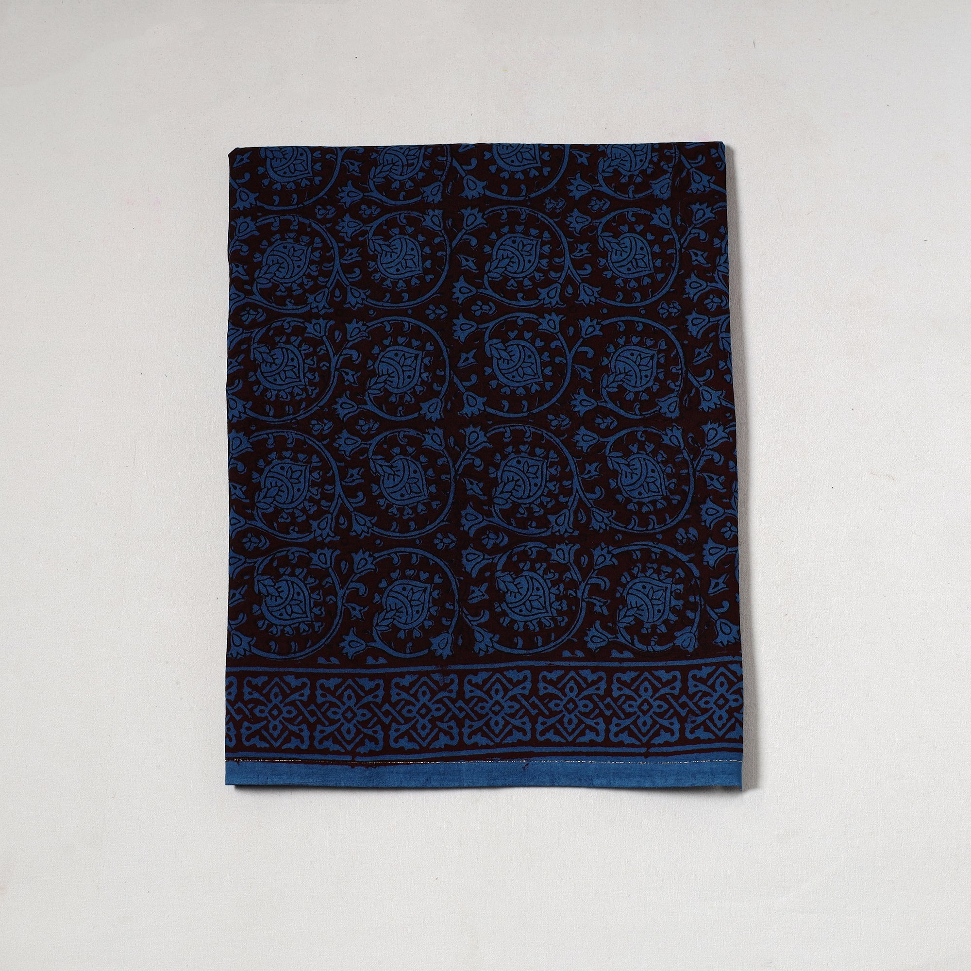 BAGH PRINTS BY UMAR FARUK KHATRI Black - Bagh Block Printed Cotton Precut Fabric (0.9 Meter) 58