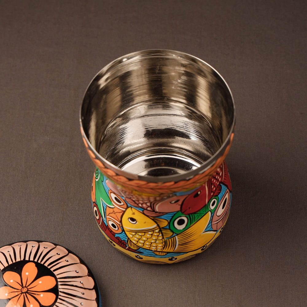 AAYAAS Bengal Patua Handpainted Stainless Steel Multi Utility Canister 39 - view 3