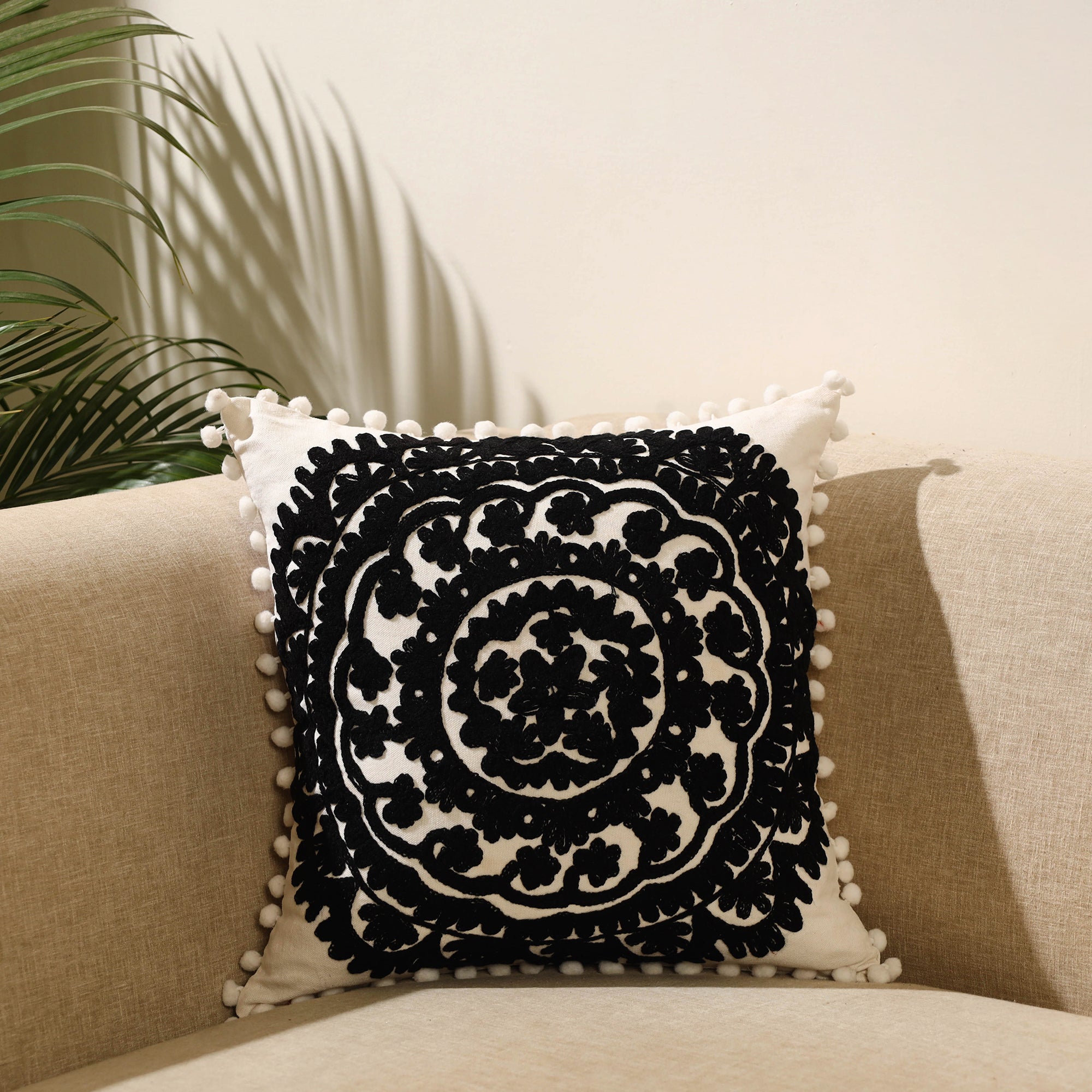 HAVELI CHRONICLES Black - Suzani Embroidery Cushion Cover (16 x 16 in) 35