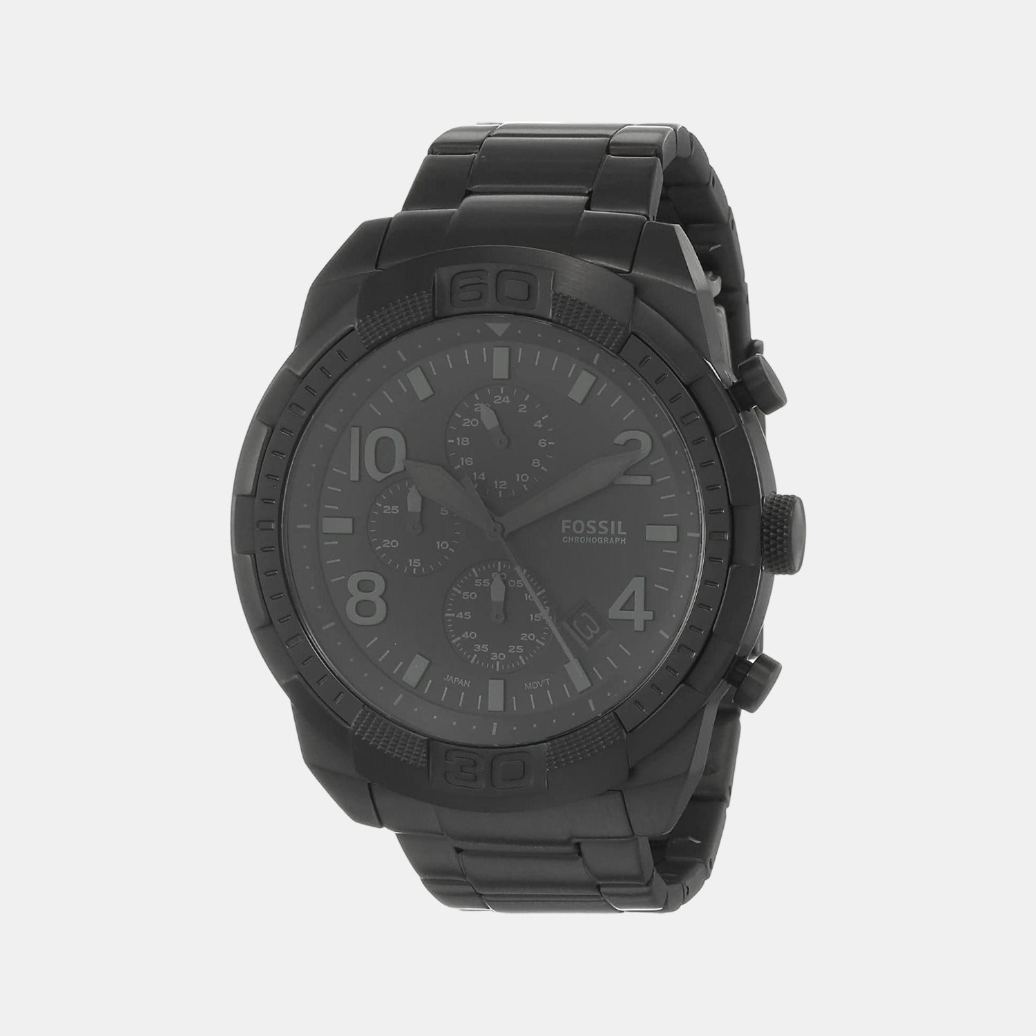 Fossil Bronson Men Quartz Black Dial Chronograph Stainless Steel Watch FS5712