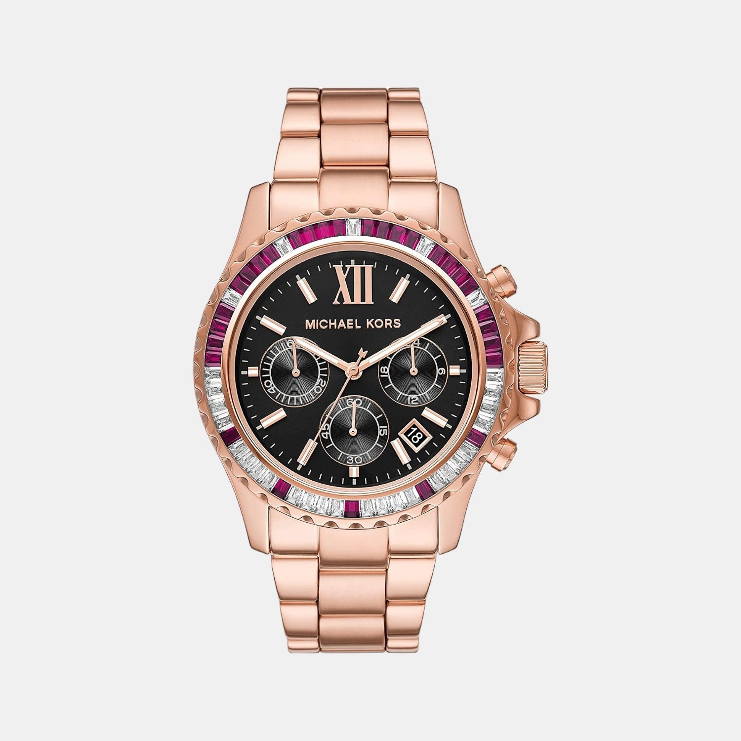 Michael Kors Everest Women Quartz Black Dial Chronograph Stainless Steel Watch MK6972