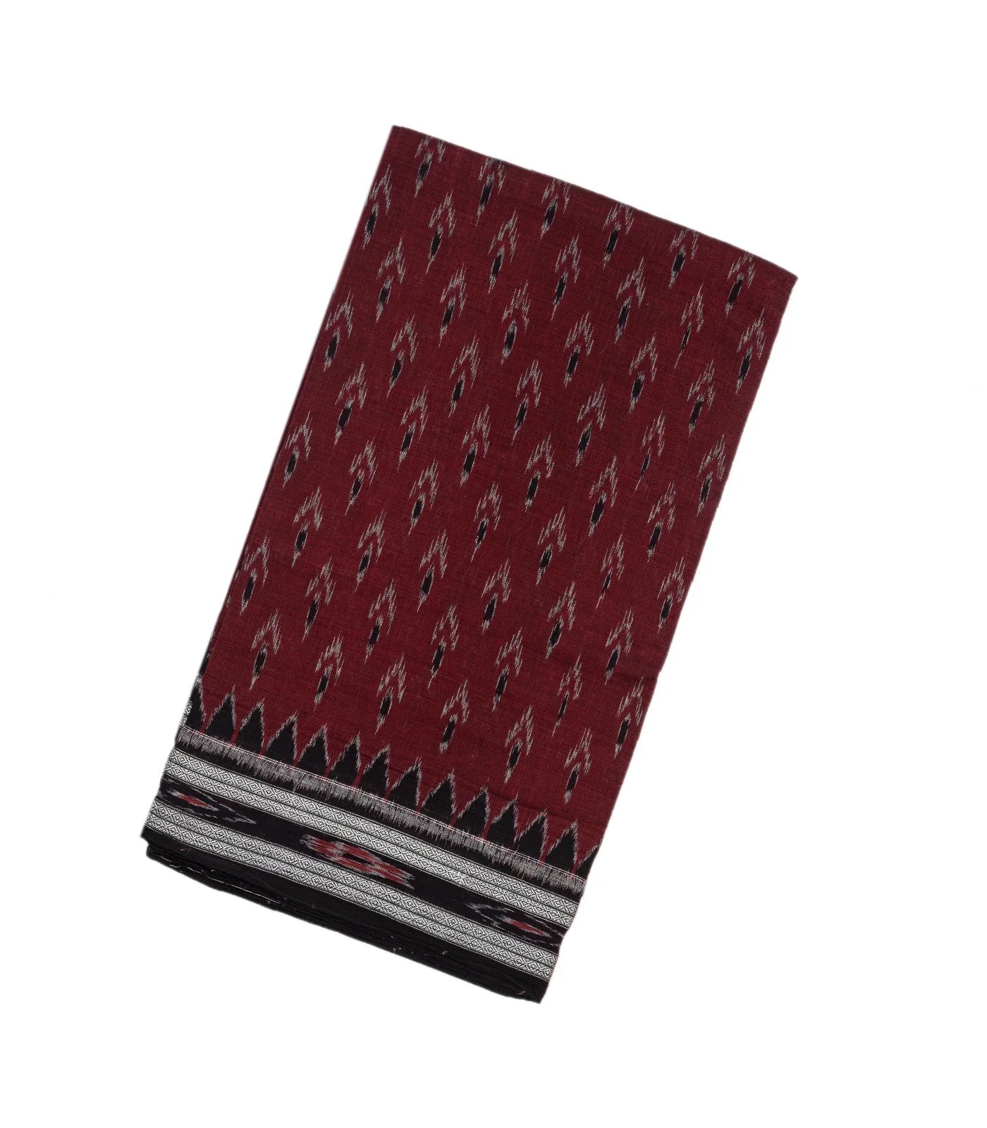 RmKV Maroon Handloom Orissa Cotton Saree With Black Border