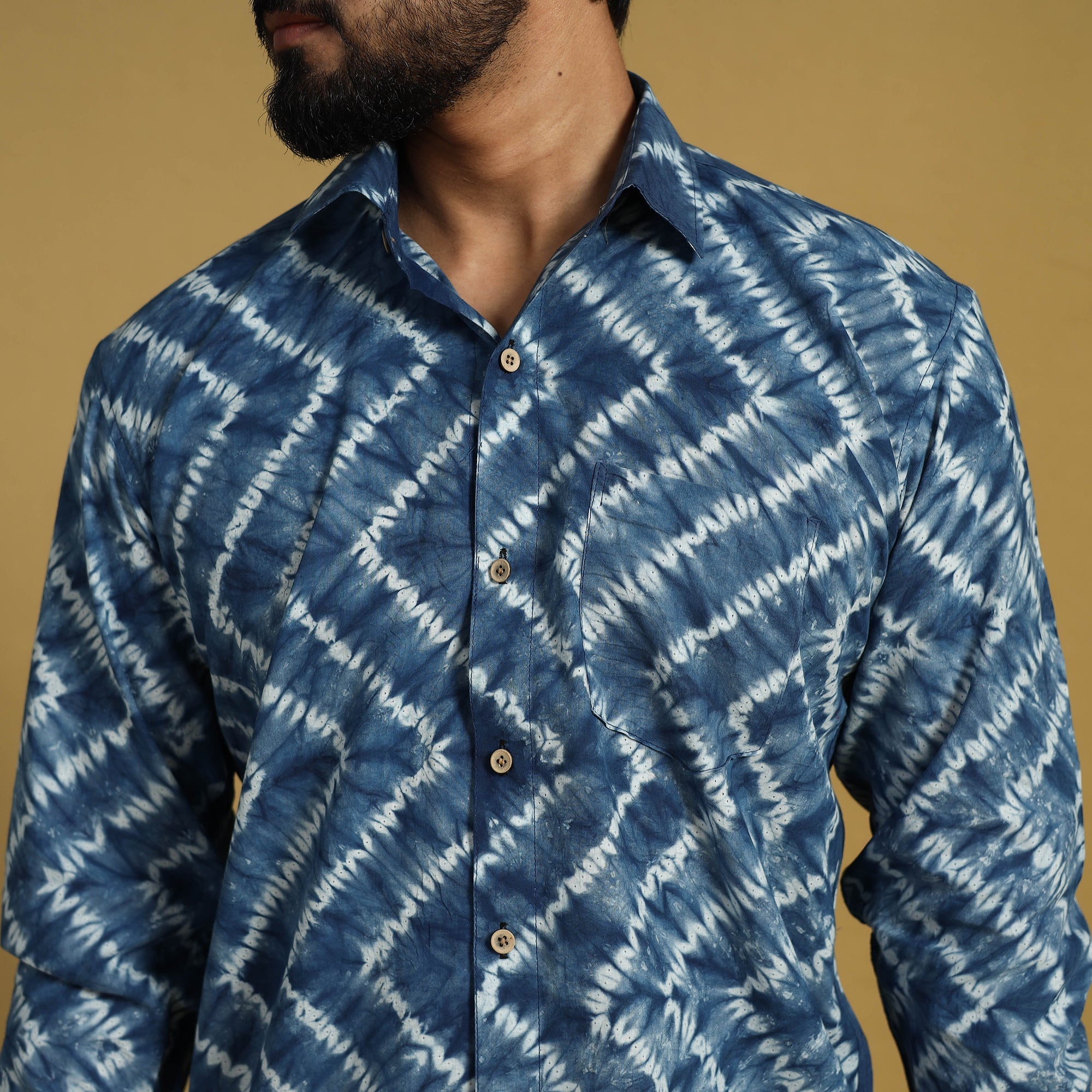 ITOKRI CASUALS Blue - Full Sleeve Tie & Dye Cotton Men Shibori Shirt 01 - view 3