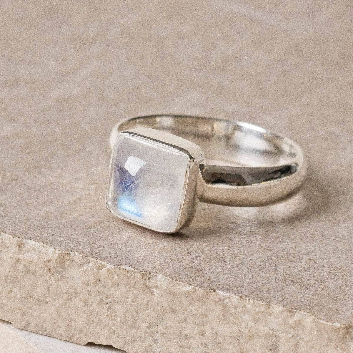 Tiny Rituals Square Cut Rainbow Moonstone Ring