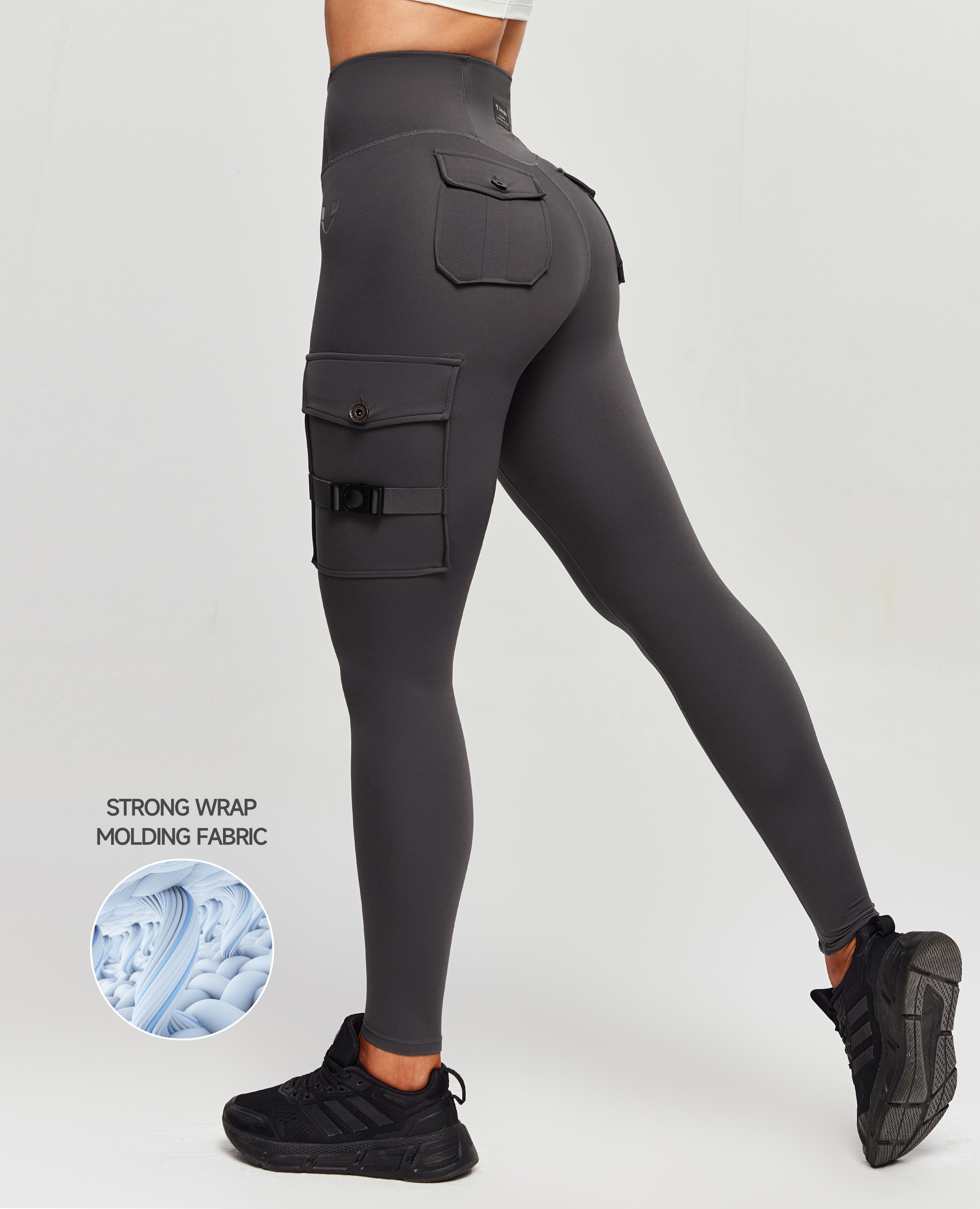 FIRM ABS Cargo Fitness Leggings Plus - Elephant Grey - view 2
