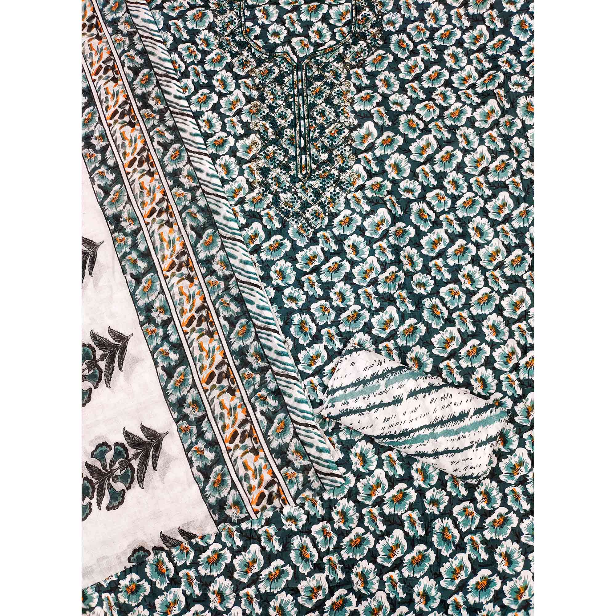 Peachmode Morpich Printed With Embroidered Cotton Blend Dress Material - view 4