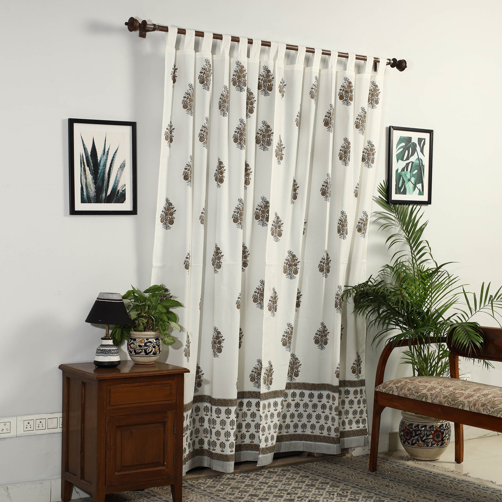 CHUTNEY CRAFT STUDIO Brown - Sanganeri Block Printed Cotton Door Curtain (7 x 3.5 Feet) (Single Piece)