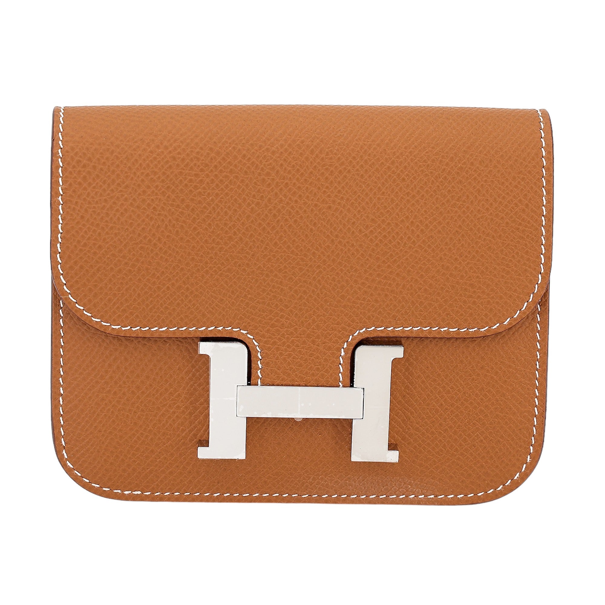 Cop Underdog HERMÈS Constance Slim Wallet Gold (37) Epsom Palladium hardware
