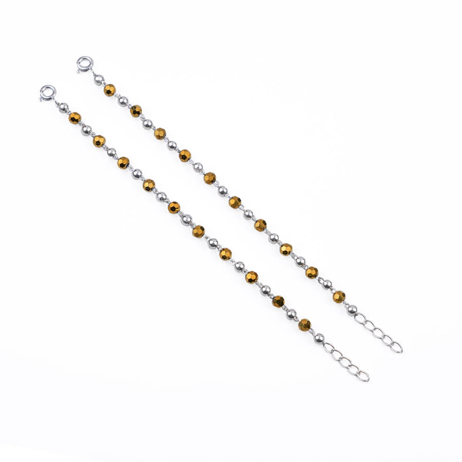 Prinjal Jewellers Black and Gold-Plated Silver Beads Pattern Nazariya for Kids - view 3