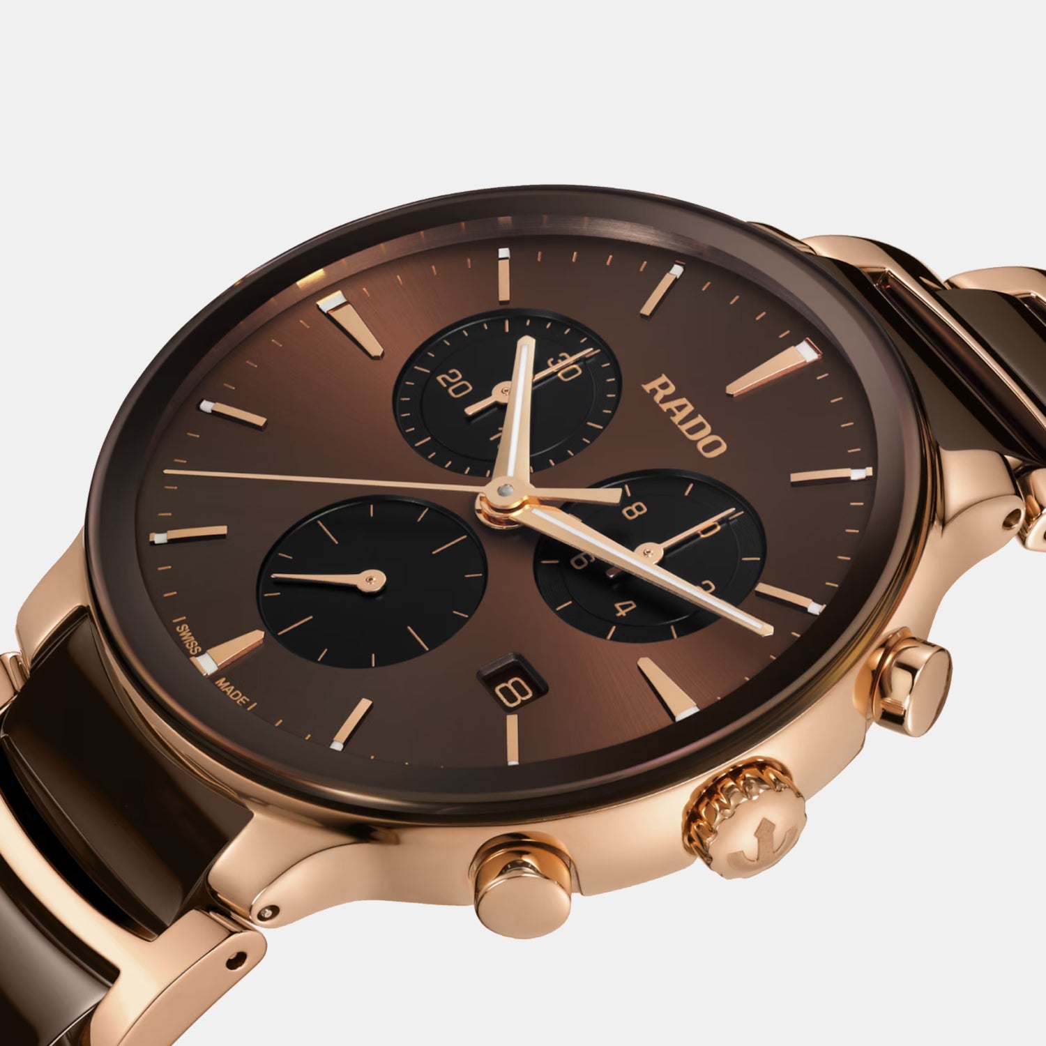 Rado Centrix Men Quartz Brown Dial Chronograph Stainless Steel Watch R30212302 - view 2