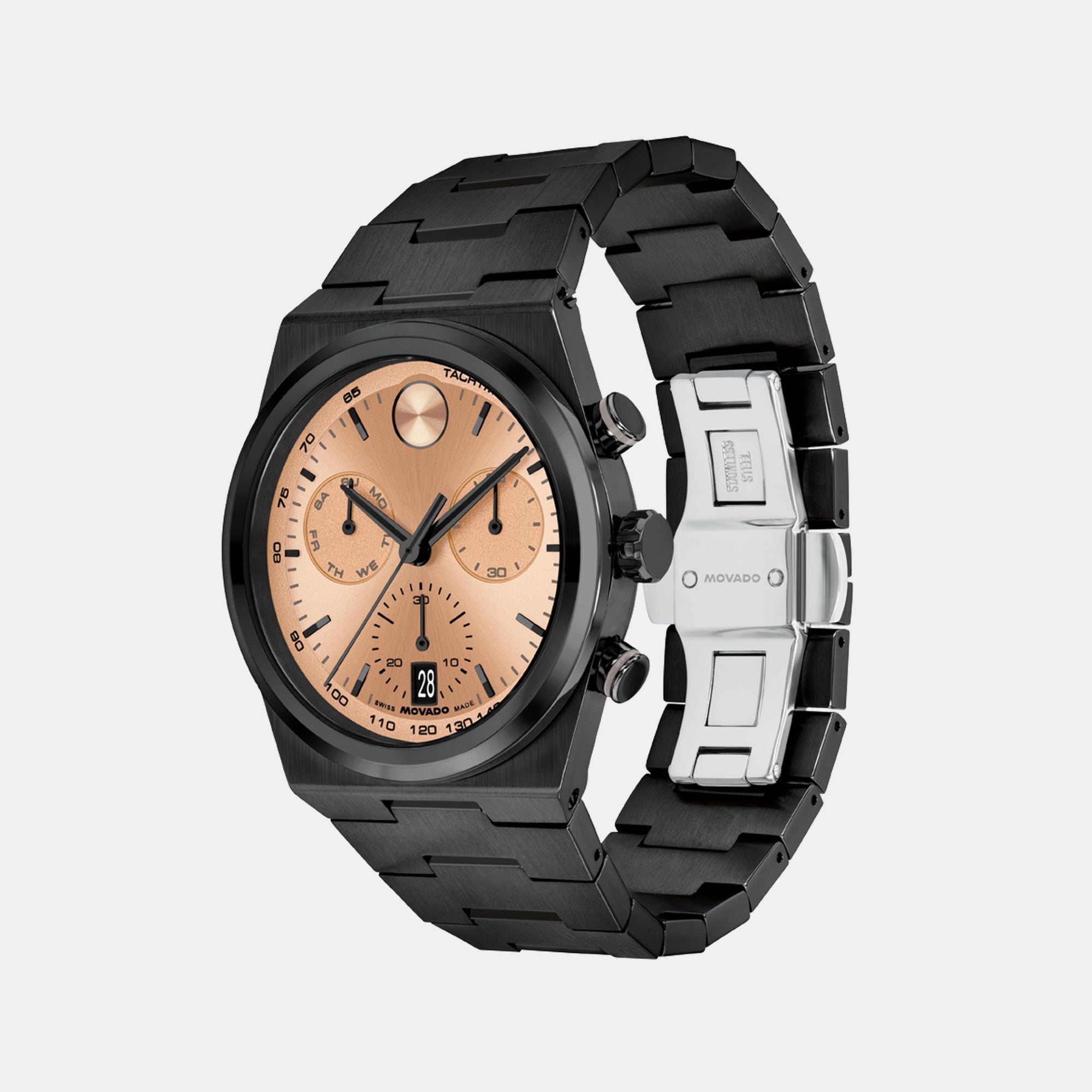 Movado Bold Quest Men Quartz Rose Gold Dial Chronograph Stainless Steel Watch 3601245 - view 2