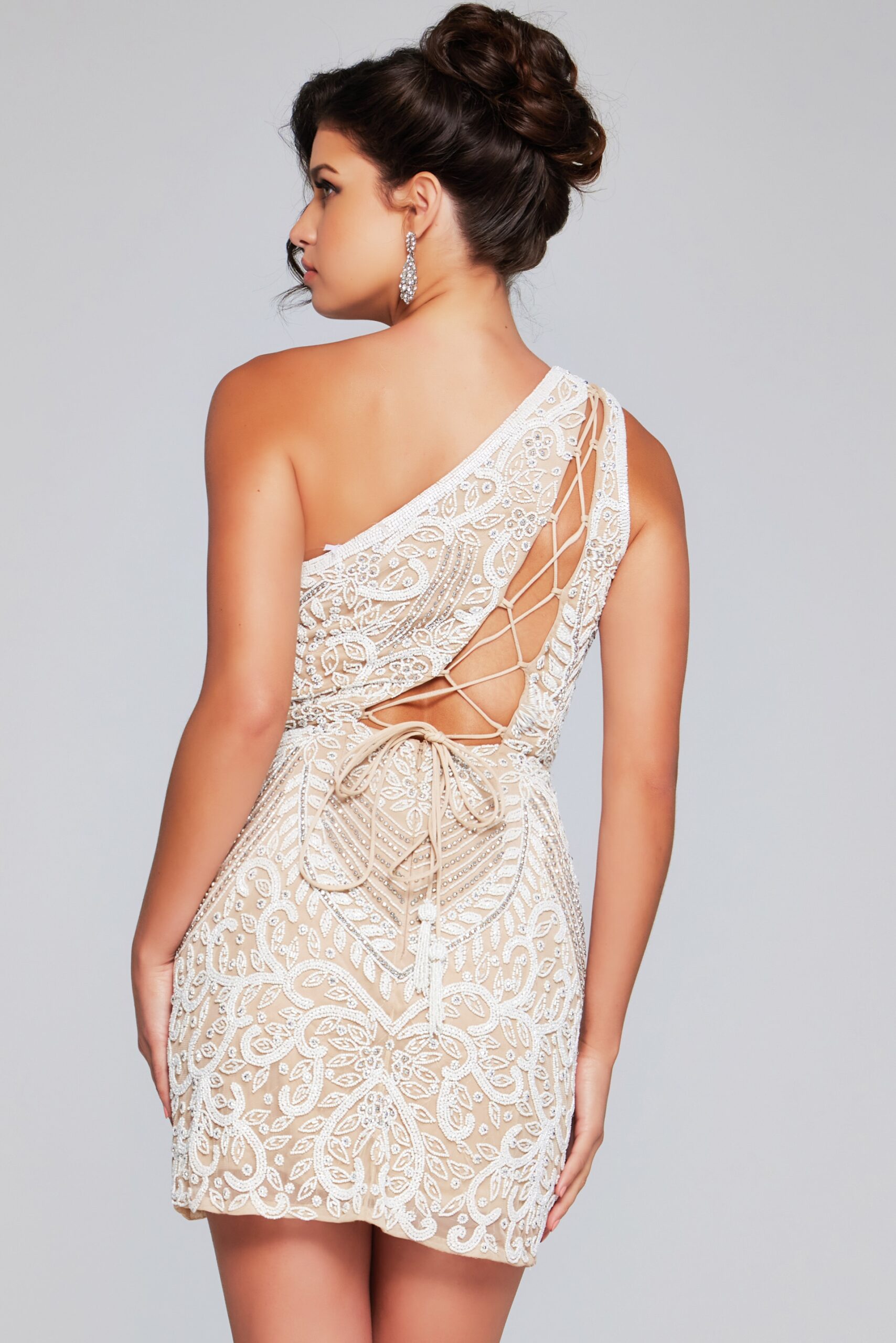 Short One Shoulder Slit Dress by Jovani 39896 - view 2