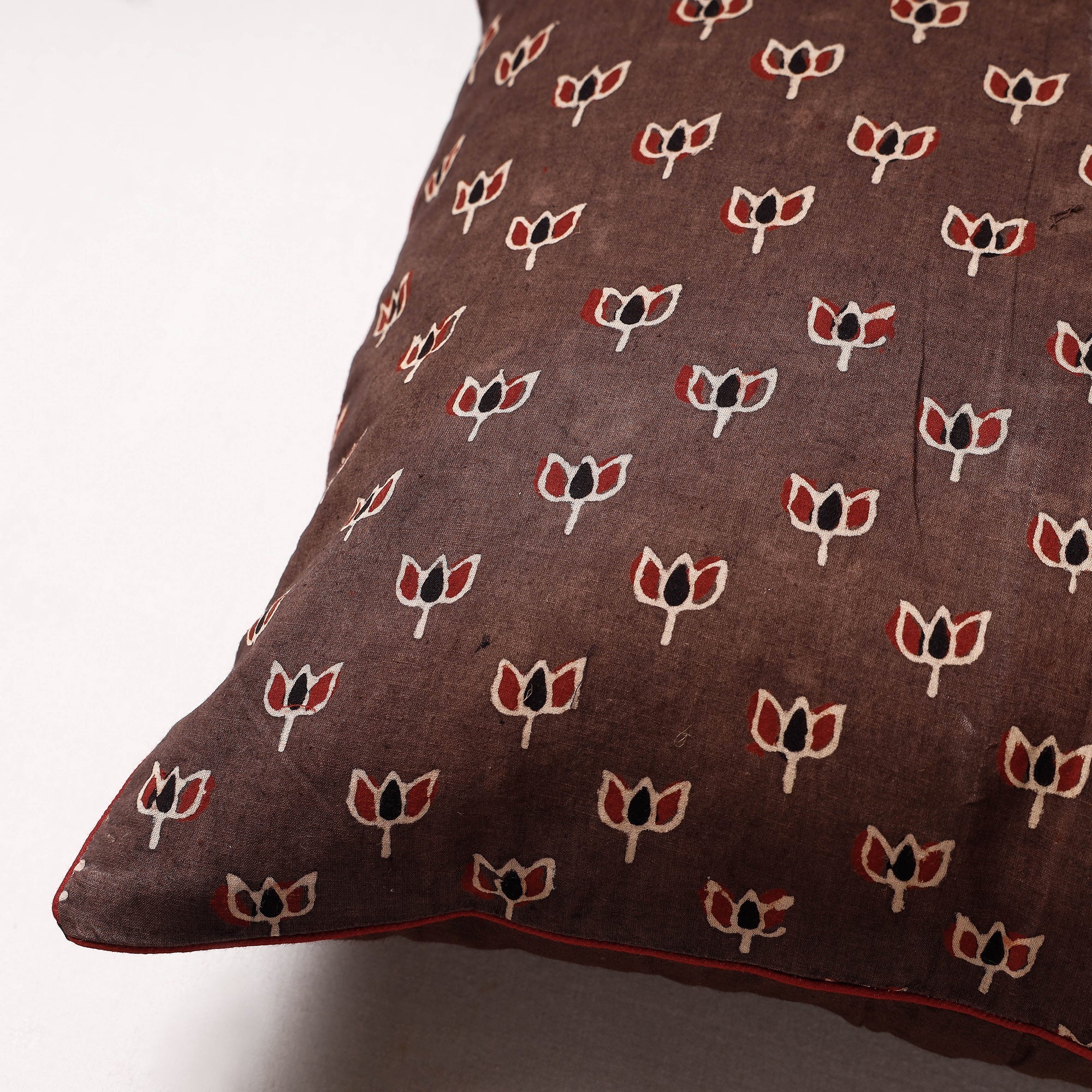 HAVELI CHRONICLES Brown - Ajrakh Block Printed Cotton Cushion Cover (16 x 16 in) - view 2
