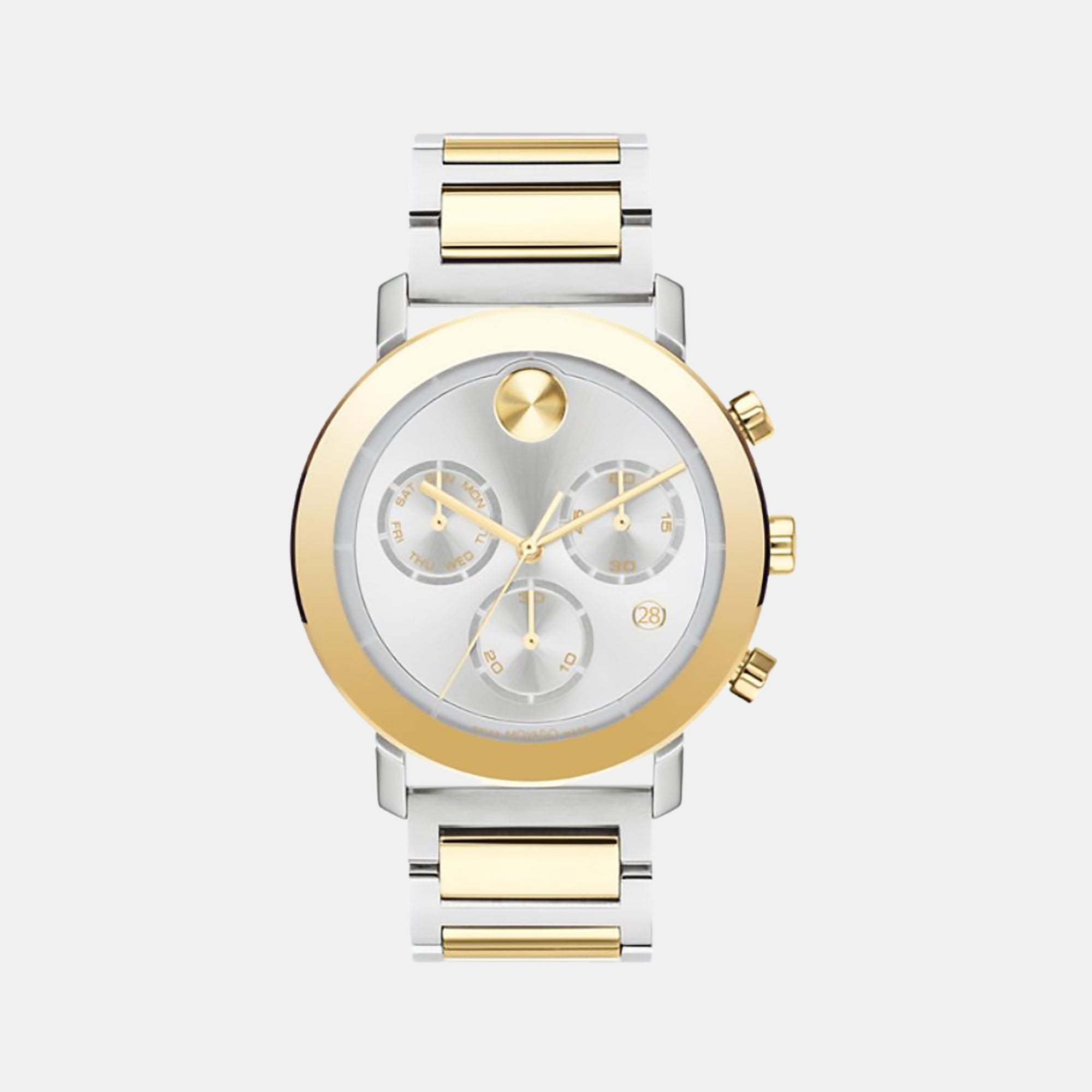 Movado Bold Men Quartz Silver Dial Chronograph Stainless Steel Watch 3600888