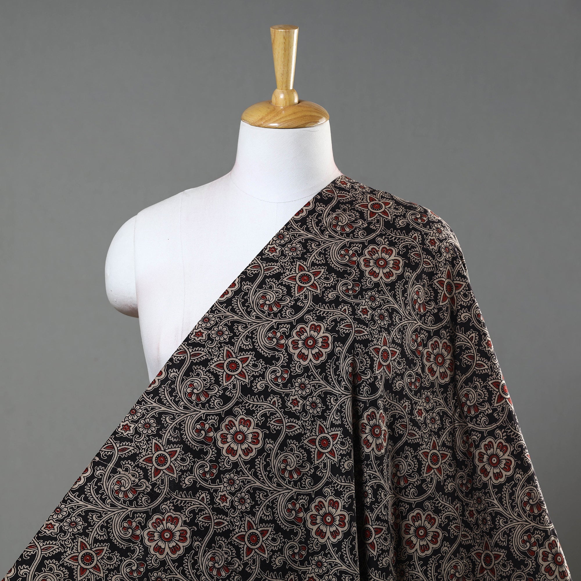 SOUTH KARGHA Black - Natural Dyed Block Print Kalamkari Cotton Fabric 18