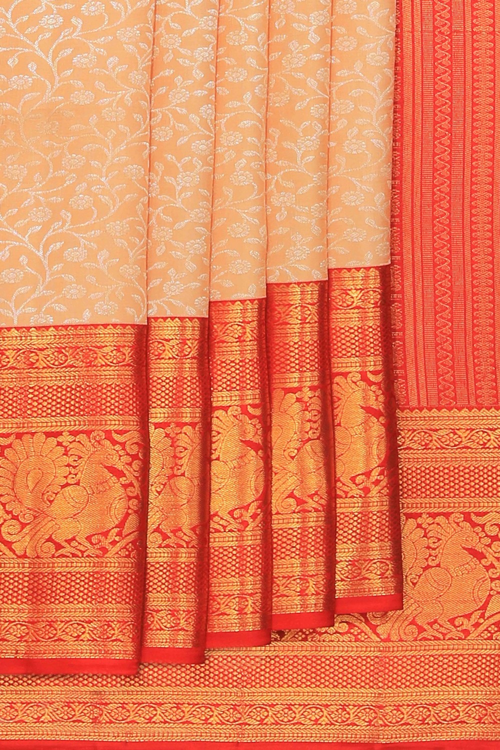 Kalanjali Kanchipattu Brocade Beige Saree – Women's