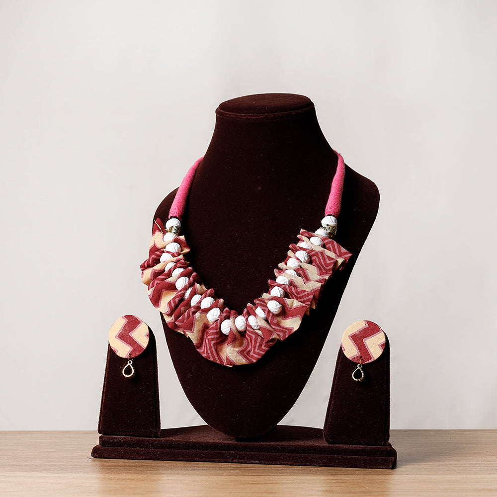 KHUSHBASH - HAPPY LOOM OF EAST Bishnupur Handcrafted Fabric Necklace Set