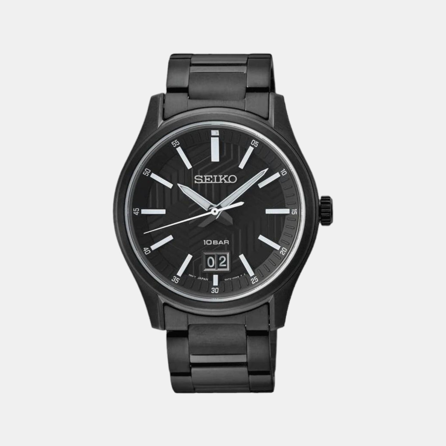 Seiko Dress Men Quartz Black Dial Analog Stainless Steel Watch SUR515P1