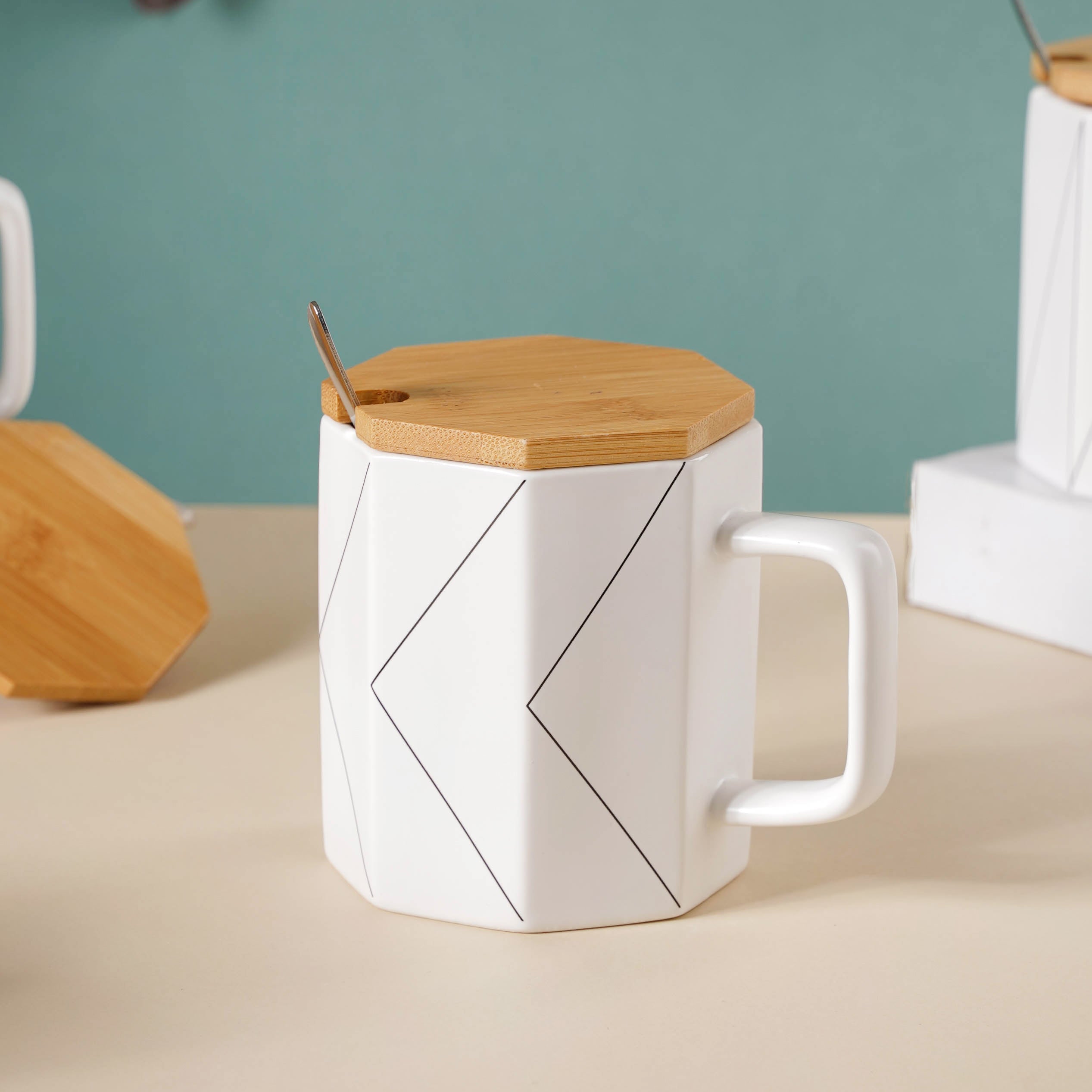 Nestasia Textured Mug With Wooden Lid