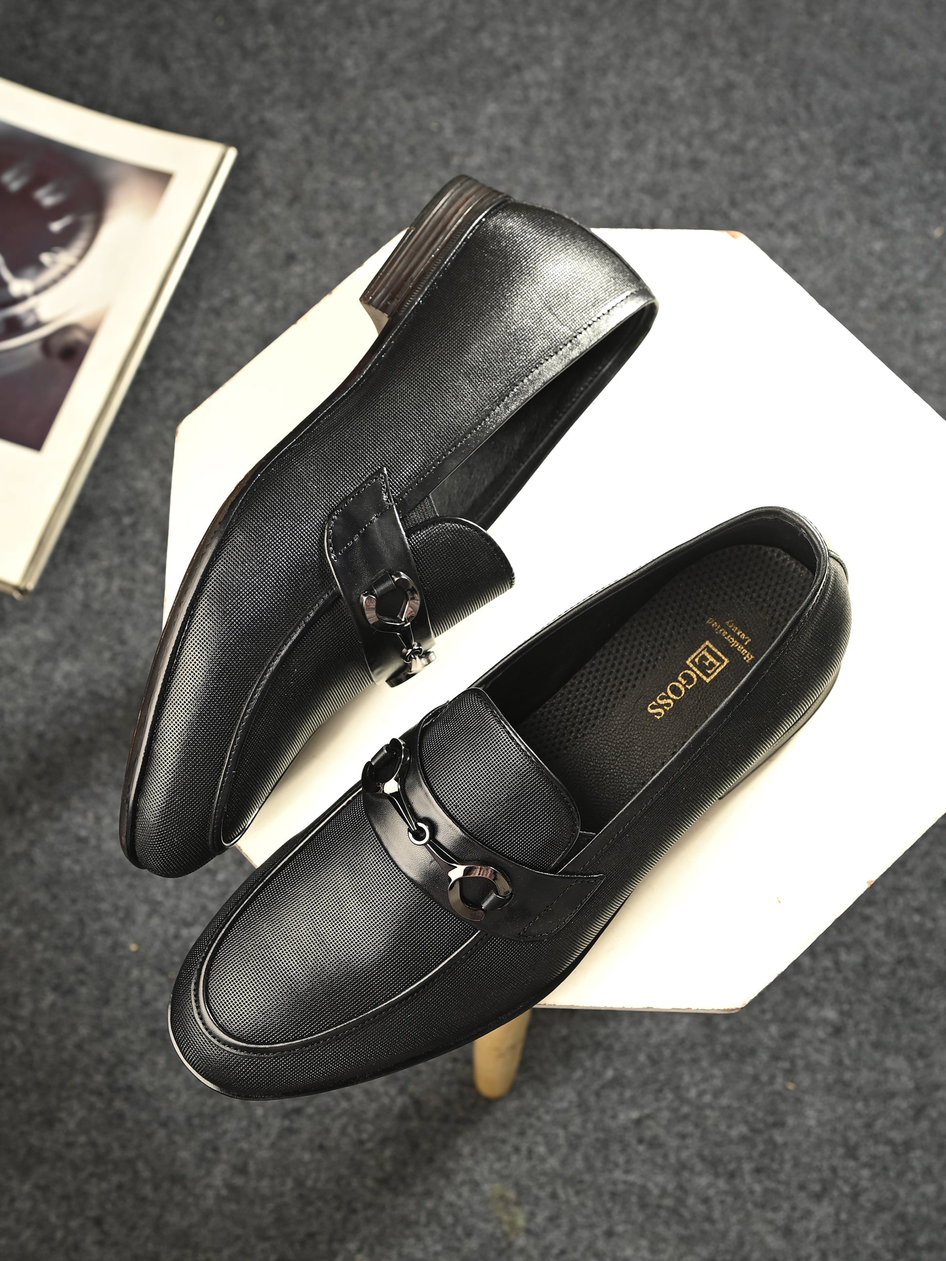 Nova Textured Buckled Loafers by Aspeerio – Black - view 2