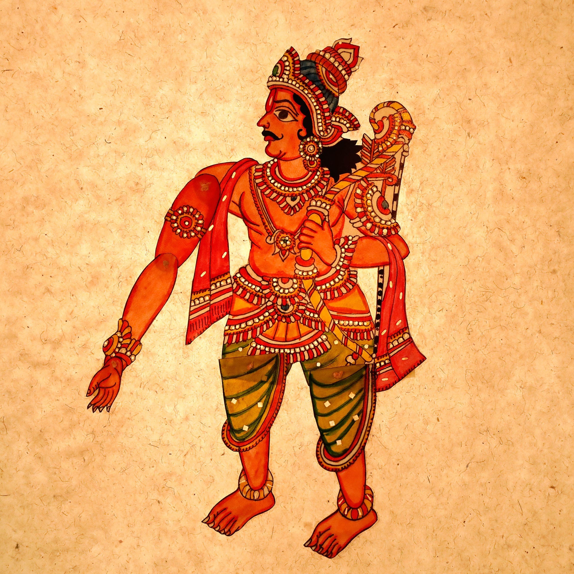 ITOKRI CRAFTS INITIATIVE Arjuna - Tholu Bommalata Leather Puppet (16 x 10 in)
