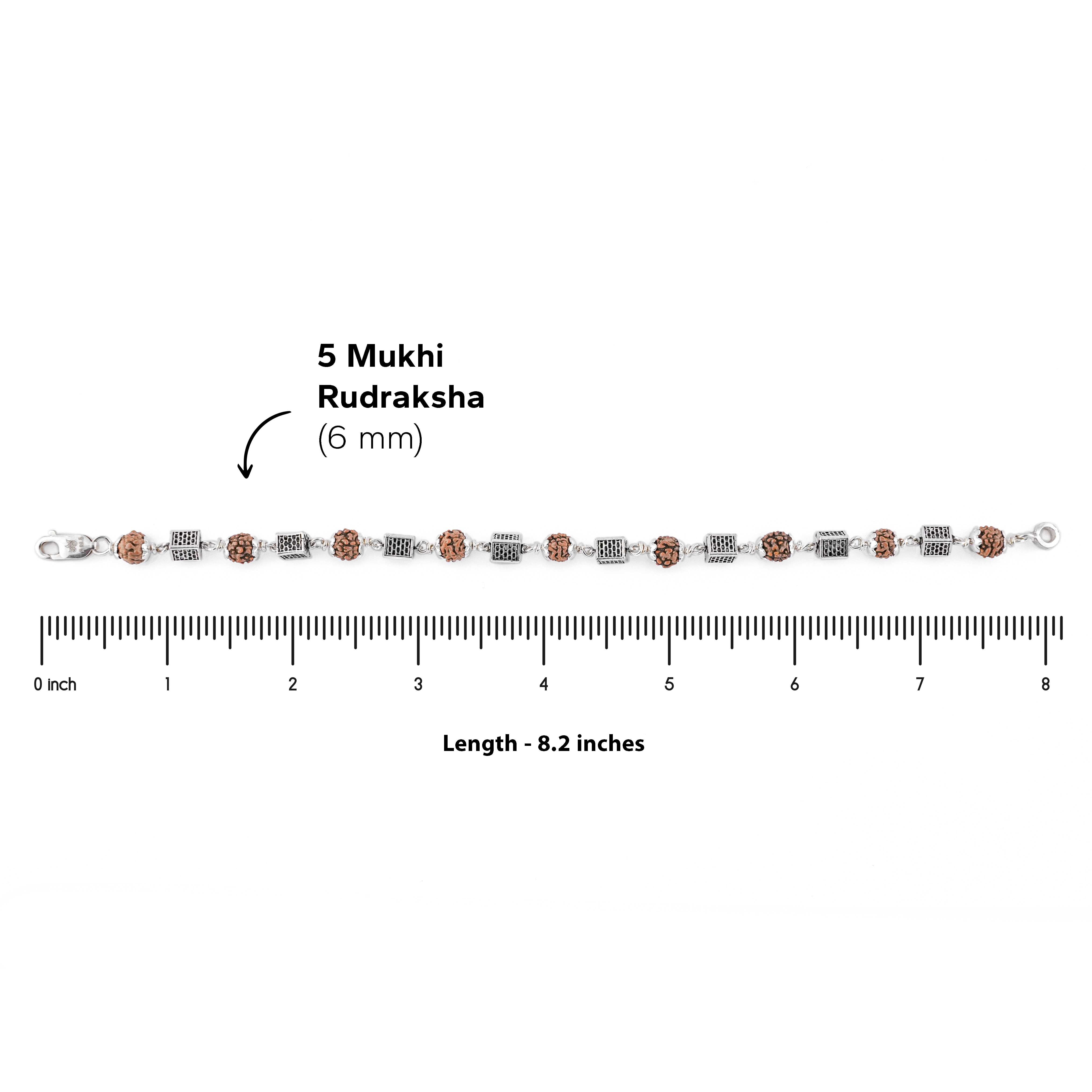 Prinjal Jewellers Silver Rakhi with Square Cylinder Rudraksha Beads - view 7