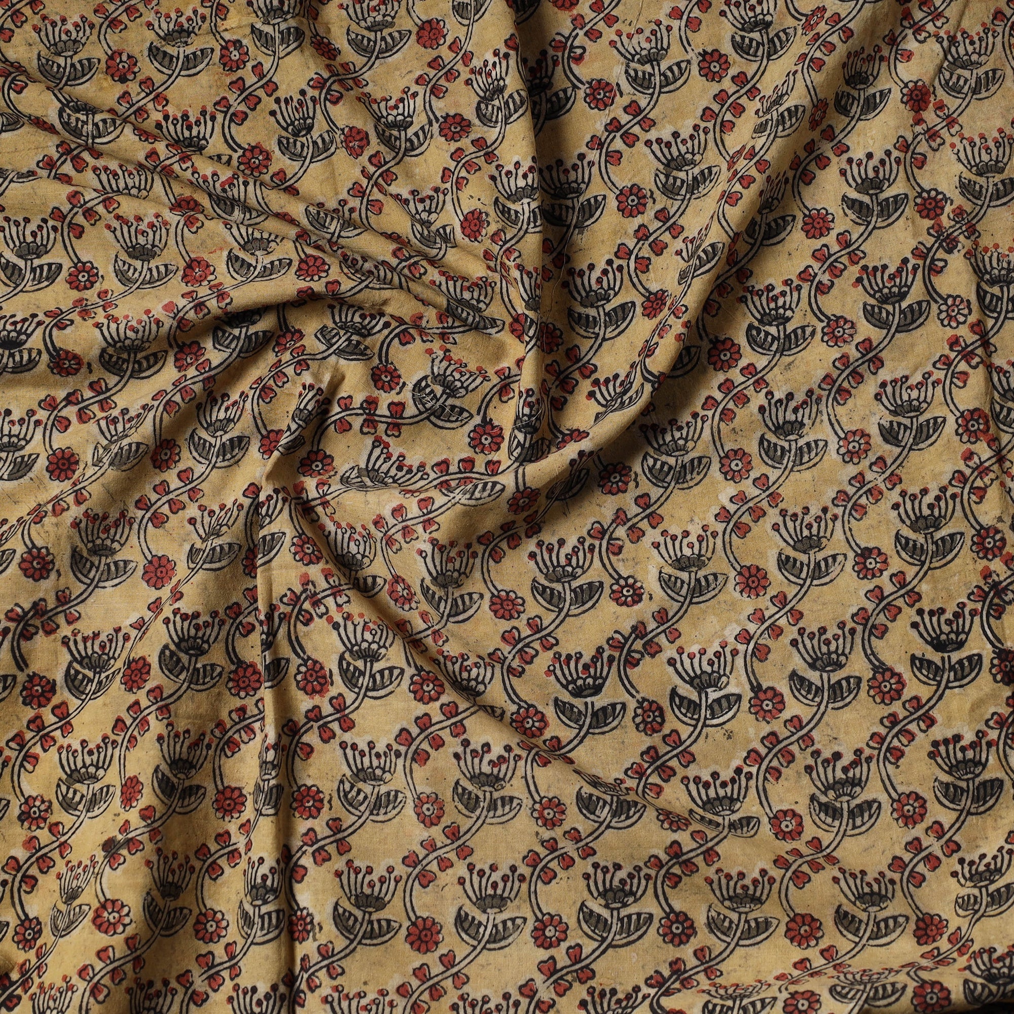 VENKATA BHANU KALAMKARI PEDANA Beige - Pedana Kalamkari Block Printed Cotton Precut Fabric 20 - view 2