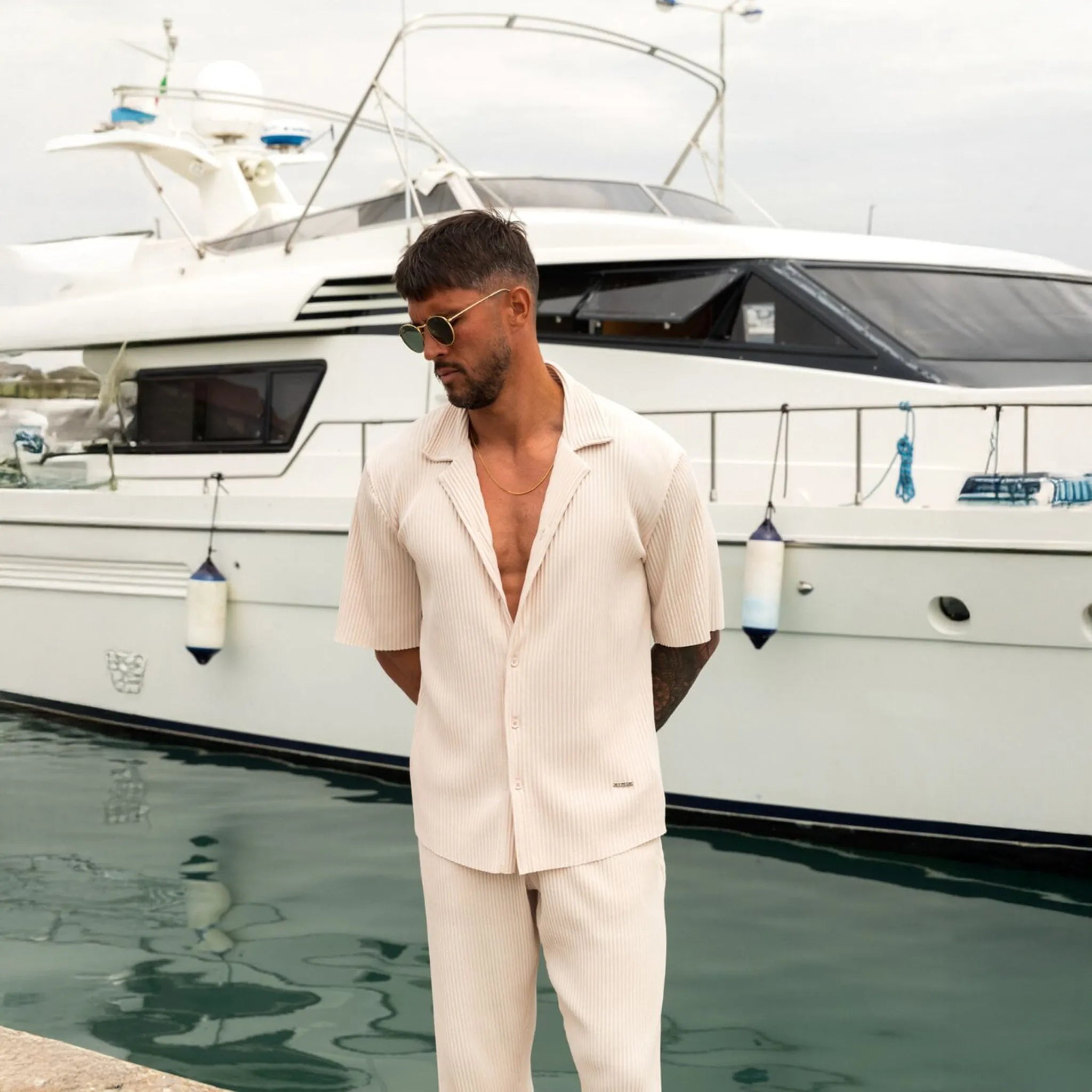 Belier Pleated Resort S/S Ecru Shirt - view 2
