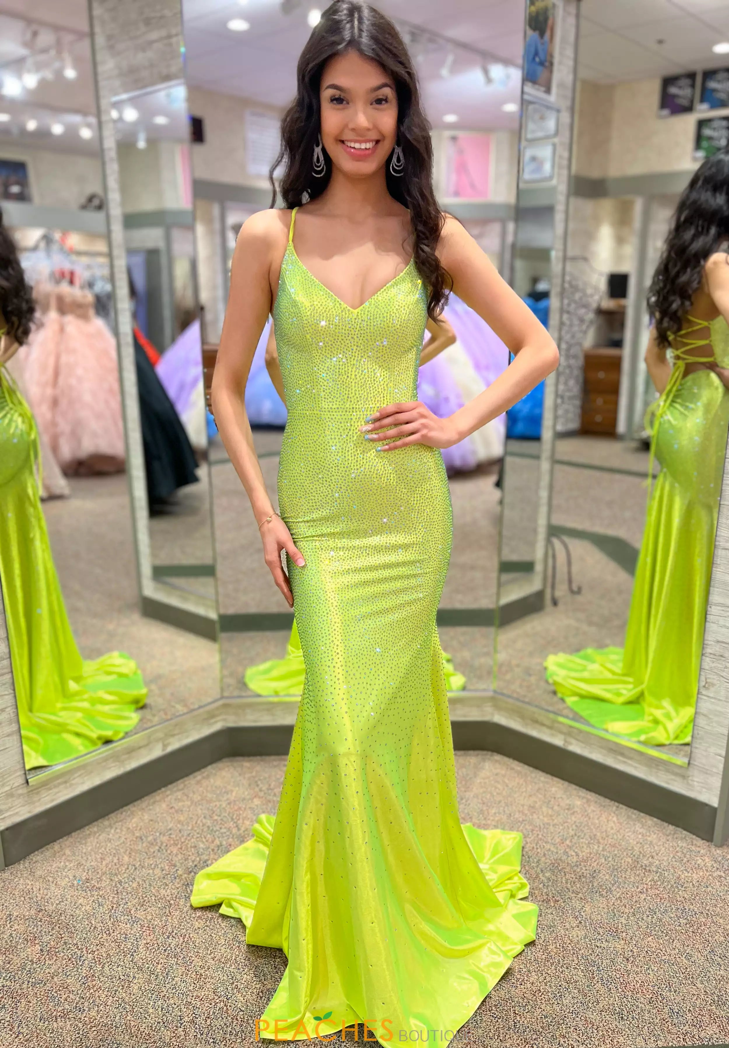 Beaded Satin Fitted Sleeveless Gown by Jovani 23010 - view 10