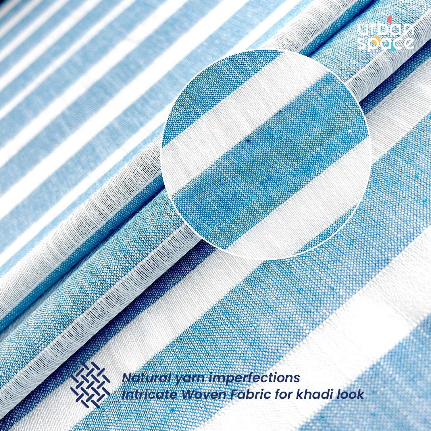 Urban Space -Home Furnishing Store Aari Collection Embriodered Sheer Curtains, 35-40 % Light Filtering Curtains - Pack of 2 - Horizontal Weaves Blue - view 2