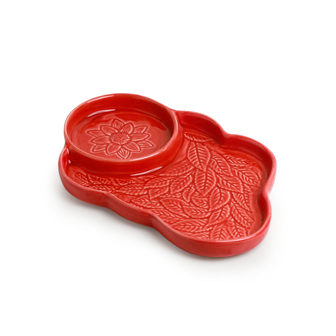 EXCLUSIVELANE 'Coral Reef' Chip-N-Dip Serving Platter In Ceramic (Hand Glazed Studio Pottery, Microwave Safe) - view 2