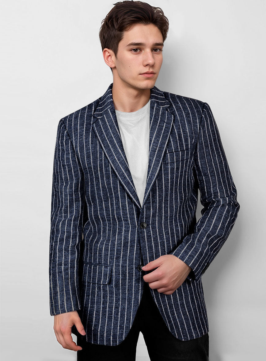 StudioSuits Maestro Volis Stripe Linen Wool Silk Jacket - view 2