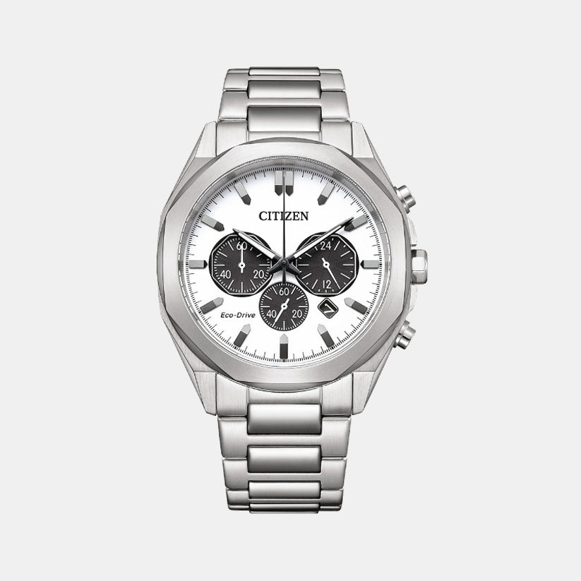 Citizen Eco-Drive Men Eco-Drive White Dial Chronograph Stainless Steel Watch CA4590-81A