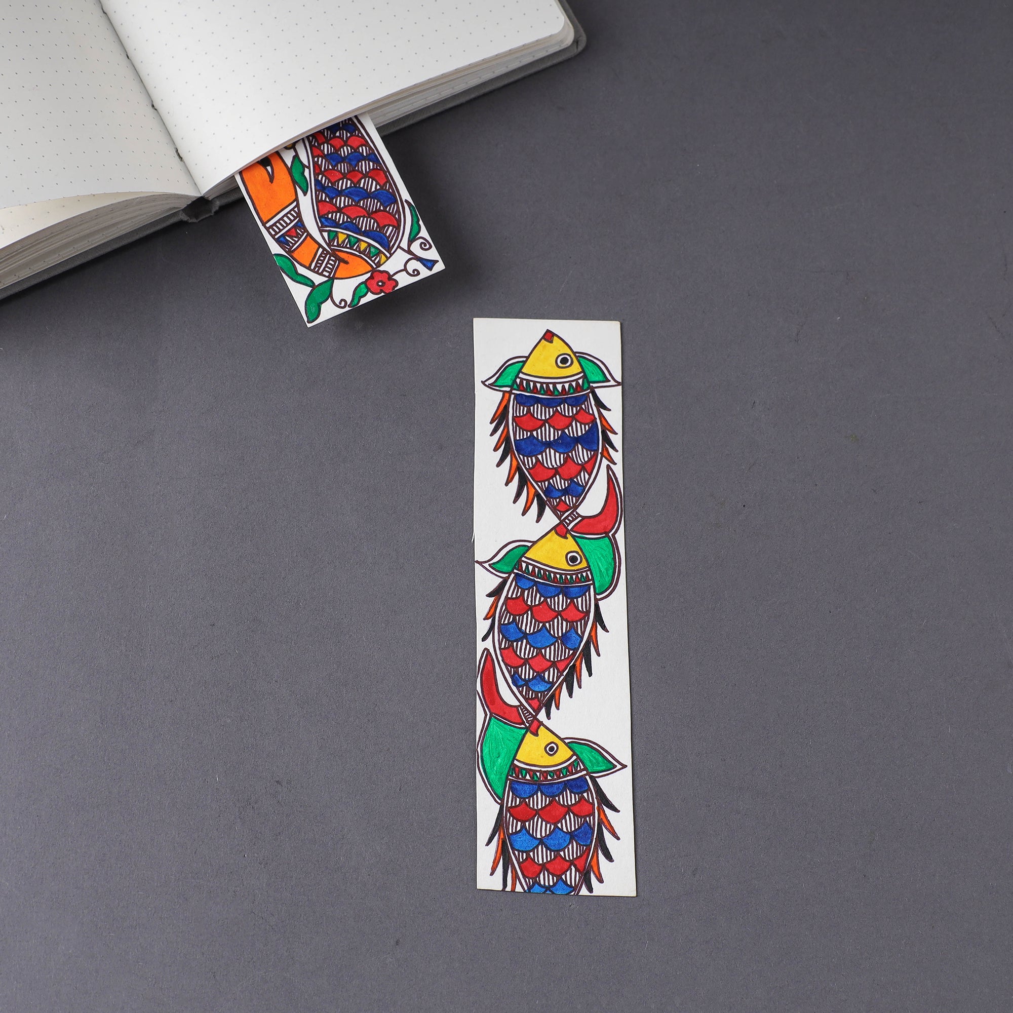 ITOKRI CRAFTS INITIATIVE Assorted - Madhubani Handpainted Bookmark (7.5 x 2 in)