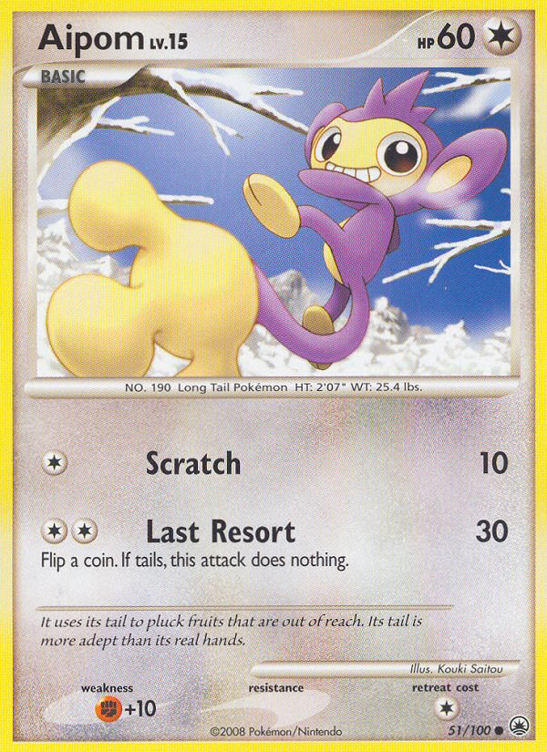 Common dp5-51 reverse – Pokémon Aipom - 51/100 - Common [dp5-51] [Reverse Holo] - Aipom - 51/100 - Common